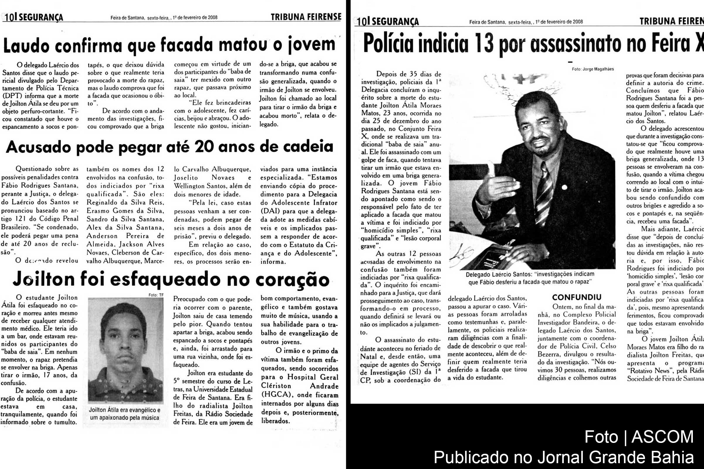 Carta do SINJORBA cobra justiça pelo assassinato de Joilton Átila Matos em Feira de Santana e é destaque no portal FS Online