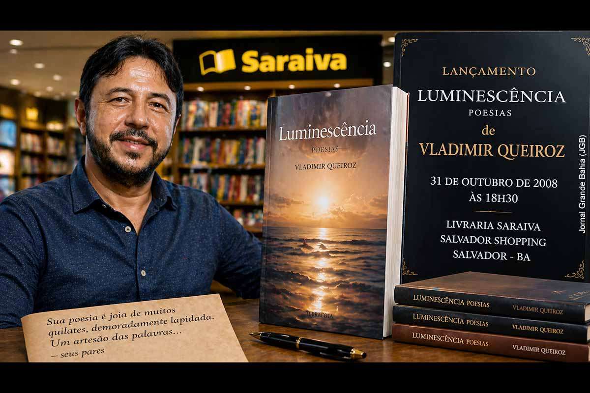 O escritor feirense Vladimir Queiroz lançou, em 31 de outubro de 2008, em Salvador, o livro de poesias Luminescência, publicado pela editora Terracota. A obra reúne poemas de linguagem refinada e forte carga simbólica, consolidando a trajetória do autor na literatura. O evento integra o circuito cultural baiano e destaca a importância das editoras independentes na difusão da produção literária regional.