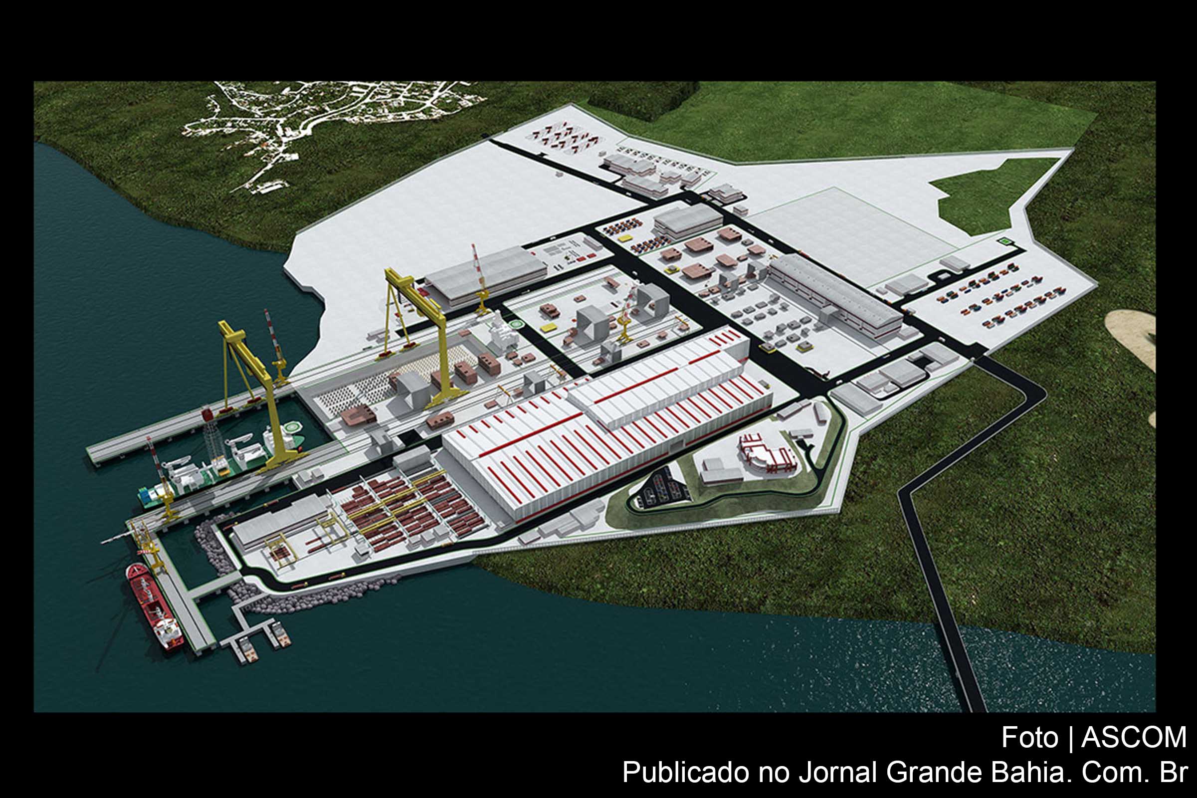 Perspectiva ilustrada do Estaleiro Enseada do Paraguaçu (EEPSA).