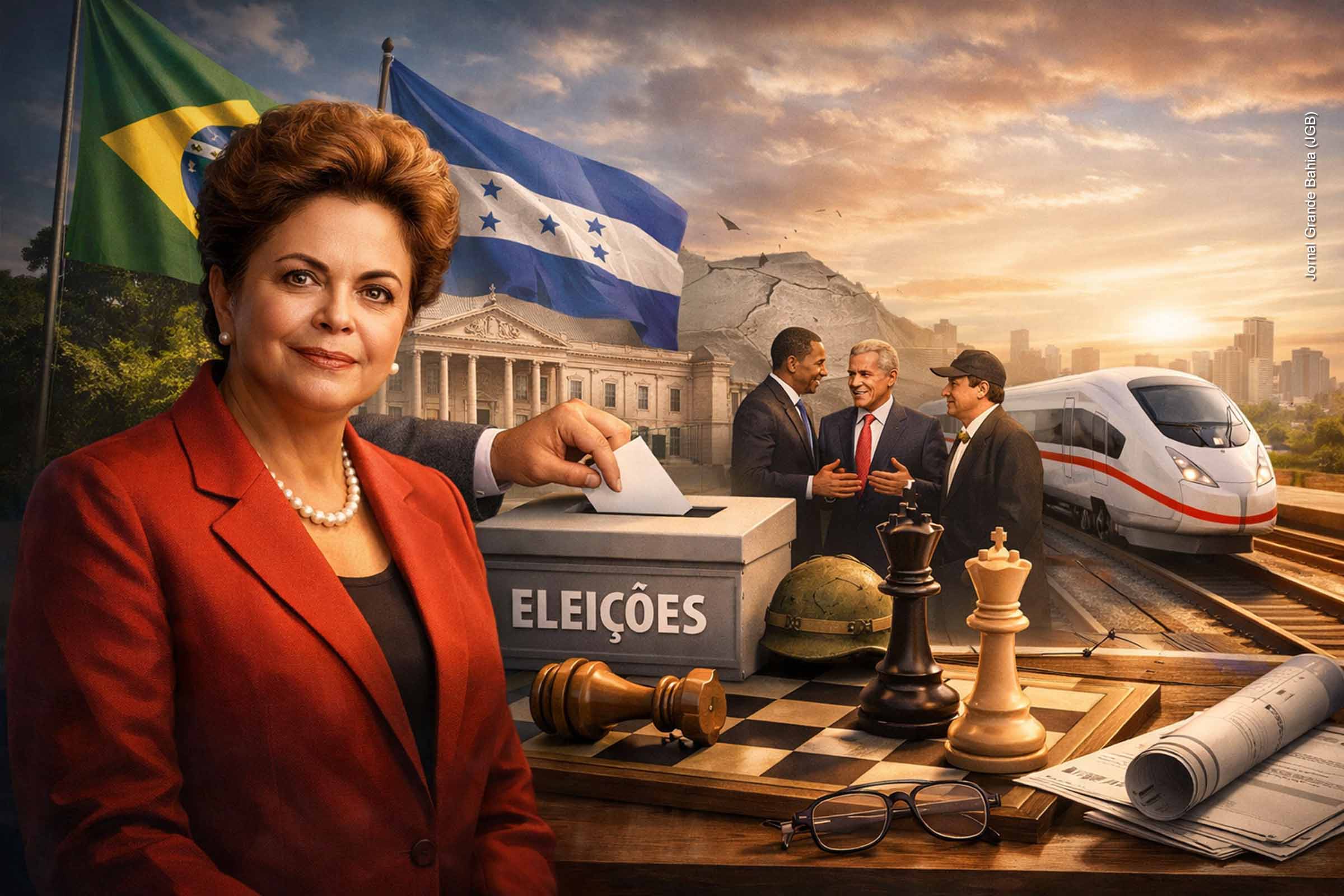 Dilma Rousseff durante viagem oficial à Alemanha, em dezembro de 2009, quando comentou a crise política em Honduras, sua possível candidatura presidencial e projetos de infraestrutura do governo brasileiro.