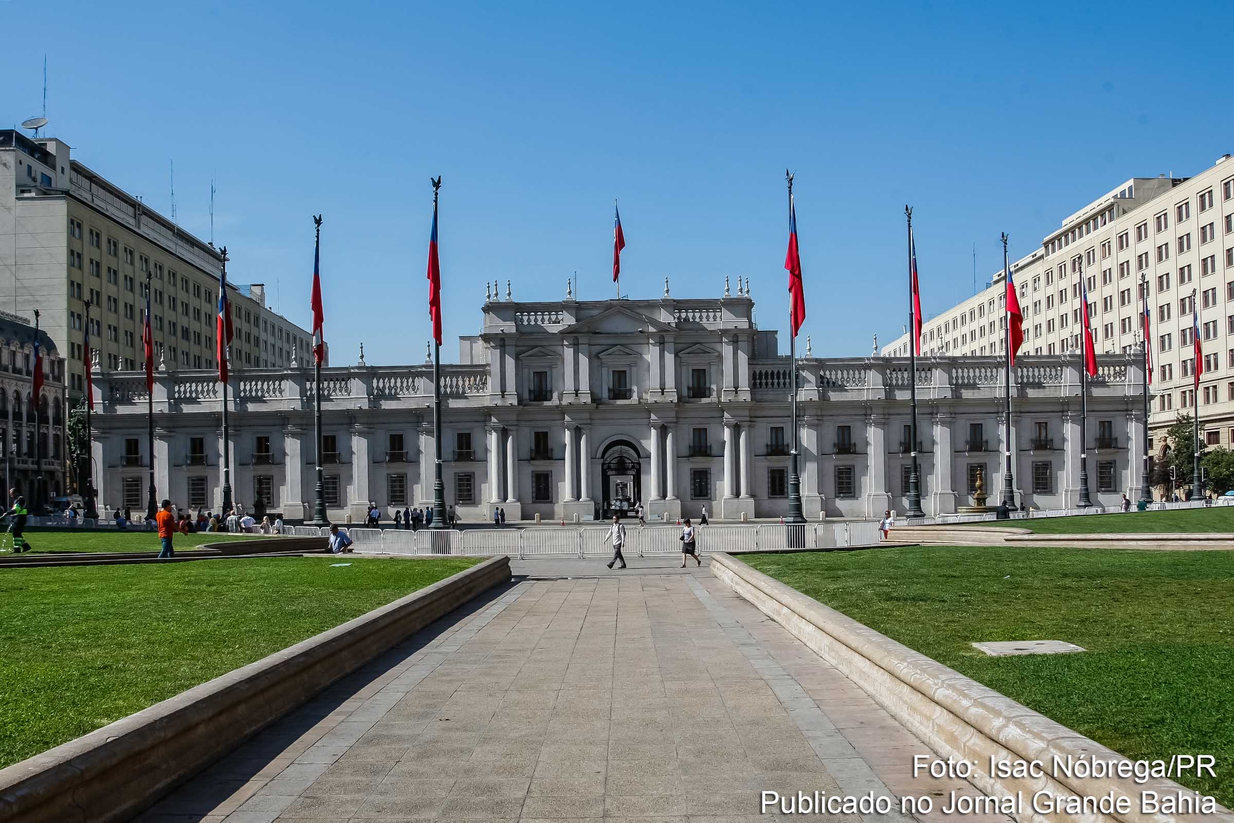 O Palácio de La Moneda, sede da Presidência da República do Chile. País perde posição no ranking da liberdade de imprensa.