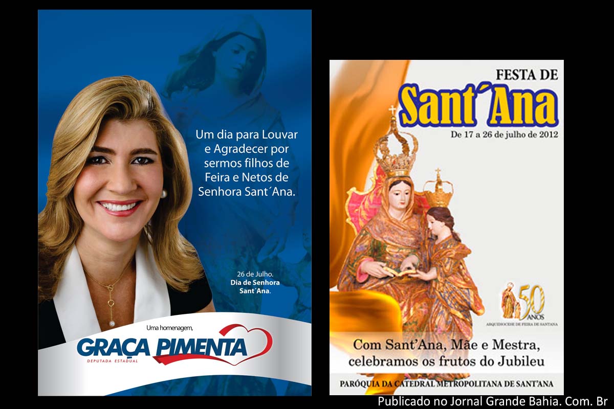 Deputada Graça Pimenta parabeniza Arquidiocese de Feira de Santana pela celebração dedicada a Senhora Sant’Ana nesta quinta-feira.