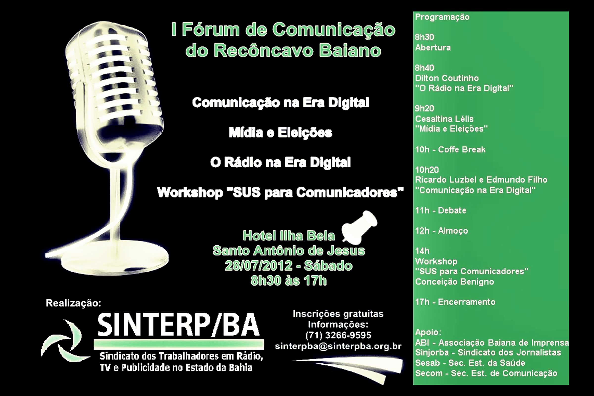 Santo Antônio de Jesus sedia 1º Fórum de Comunicação do Recôncavo e Workshop do SUS.