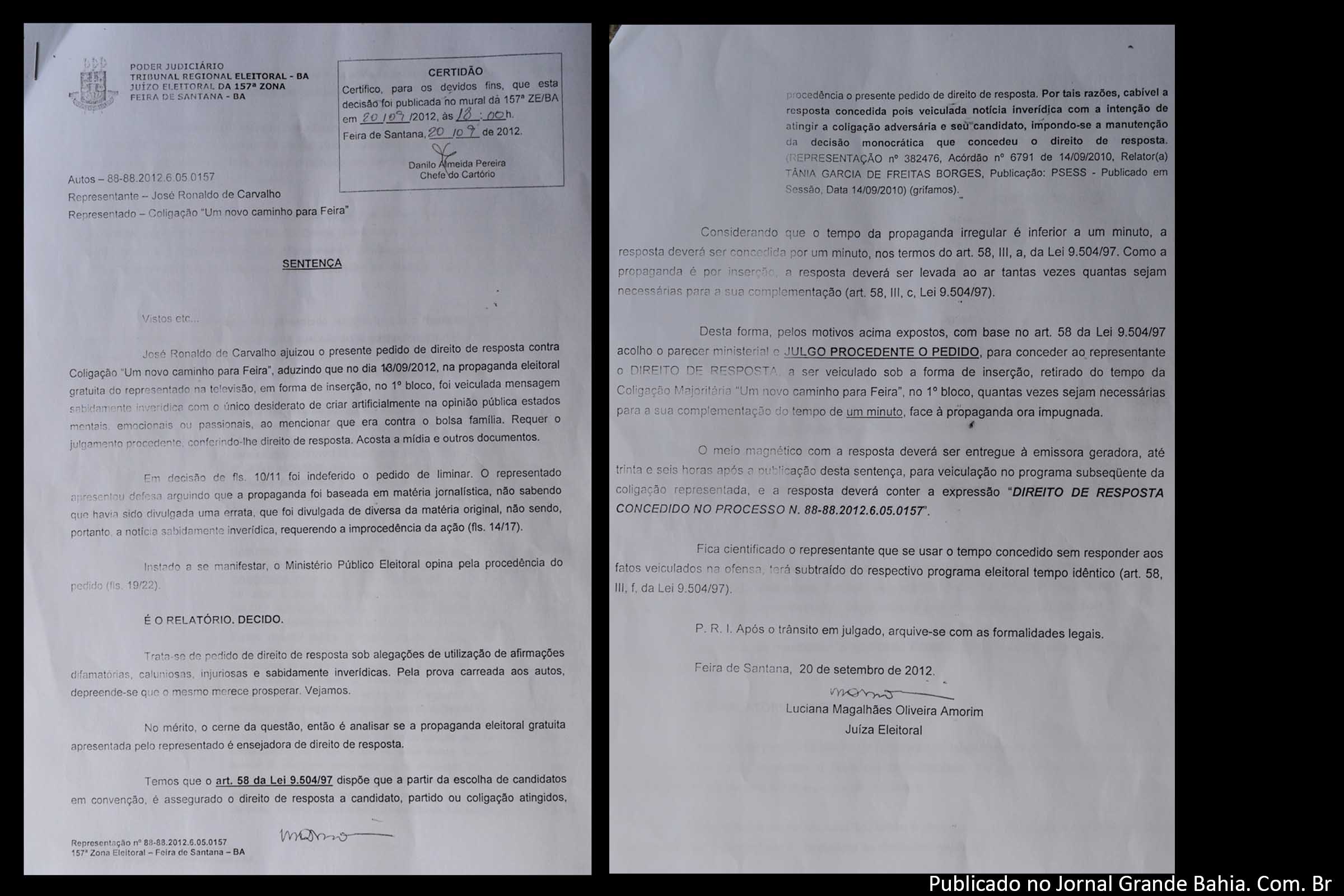 Justiça concede direito de resposta a José Ronaldo.