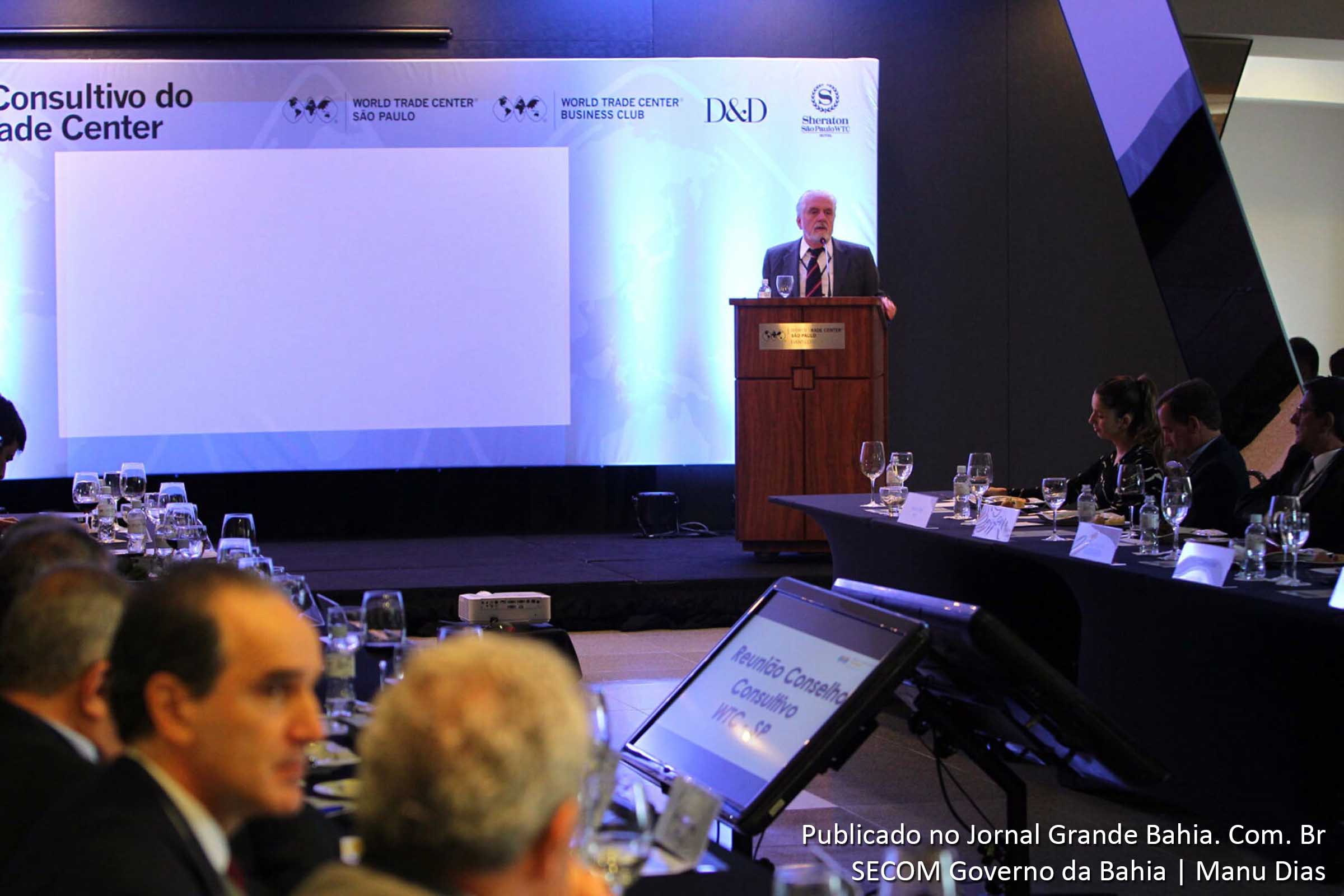 Governador Jaques Wagner participa da 32ª Reunião do Conselho Consultivo do World Trade Center em São Paulo, onde palestra sobre o desenvolvimento e as oportunidades de investimento na Bahia.