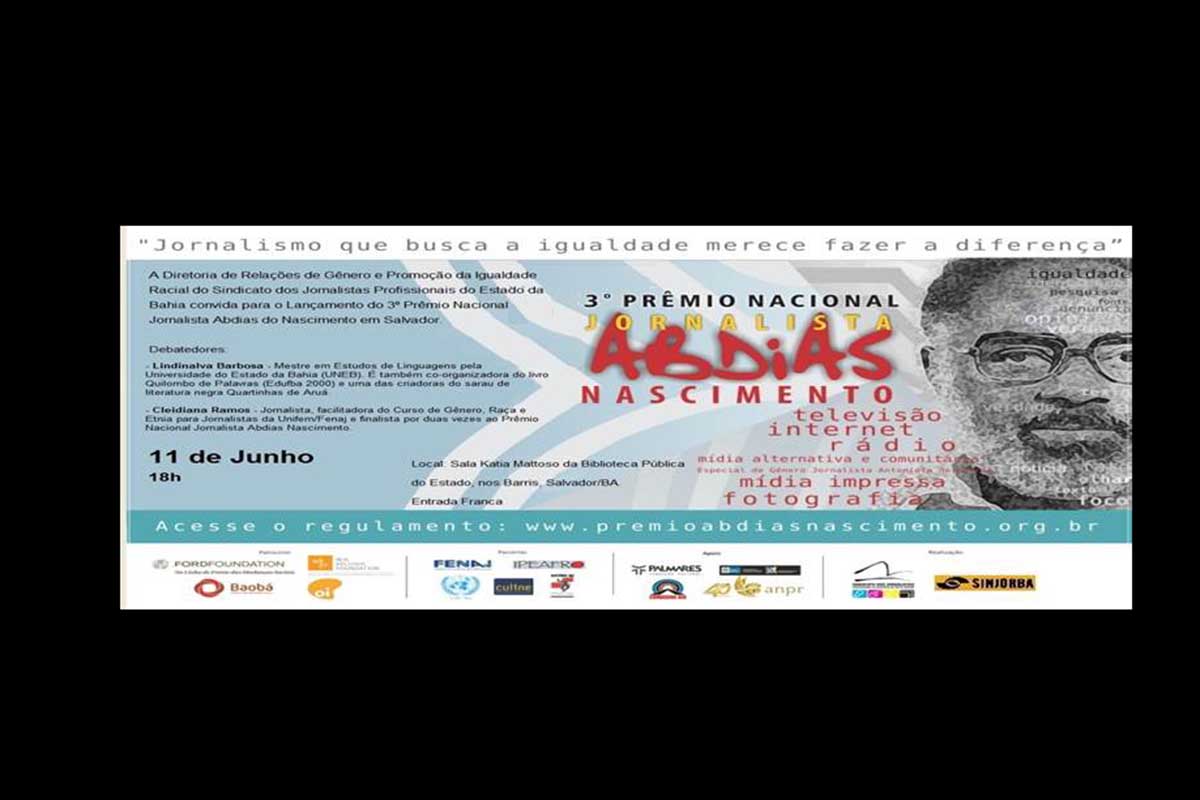 Prêmio Nacional Jornalista Abdias do Nascimento é lançado em Salvador.