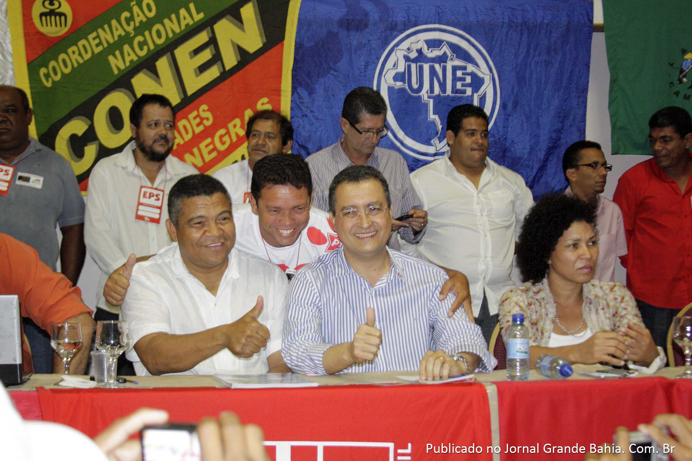 Rui Costa e Valmir Assunção durante evento da Esquerda Popular Socialista.
