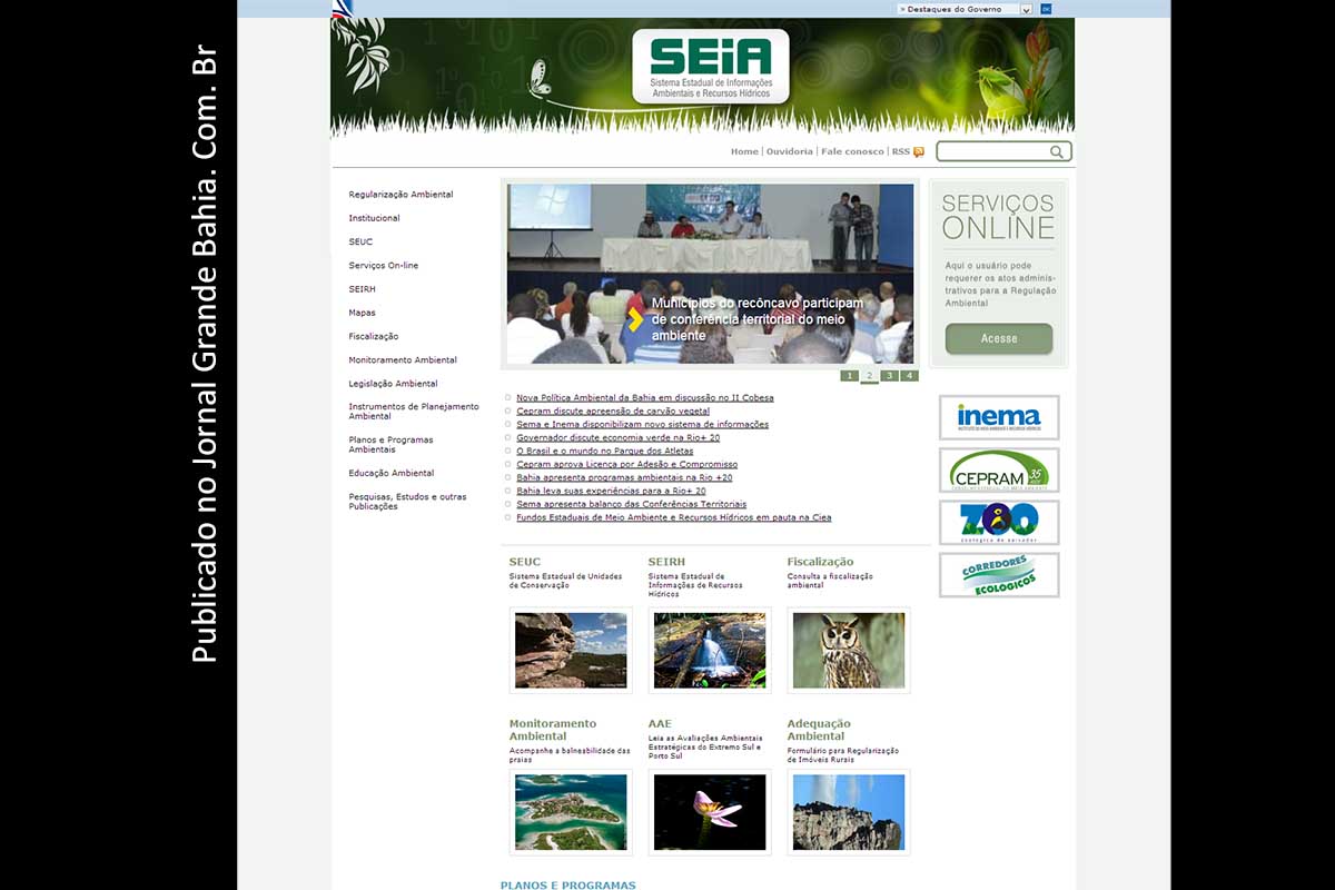 Portal do Sistema Estadual de Informações Ambientais.