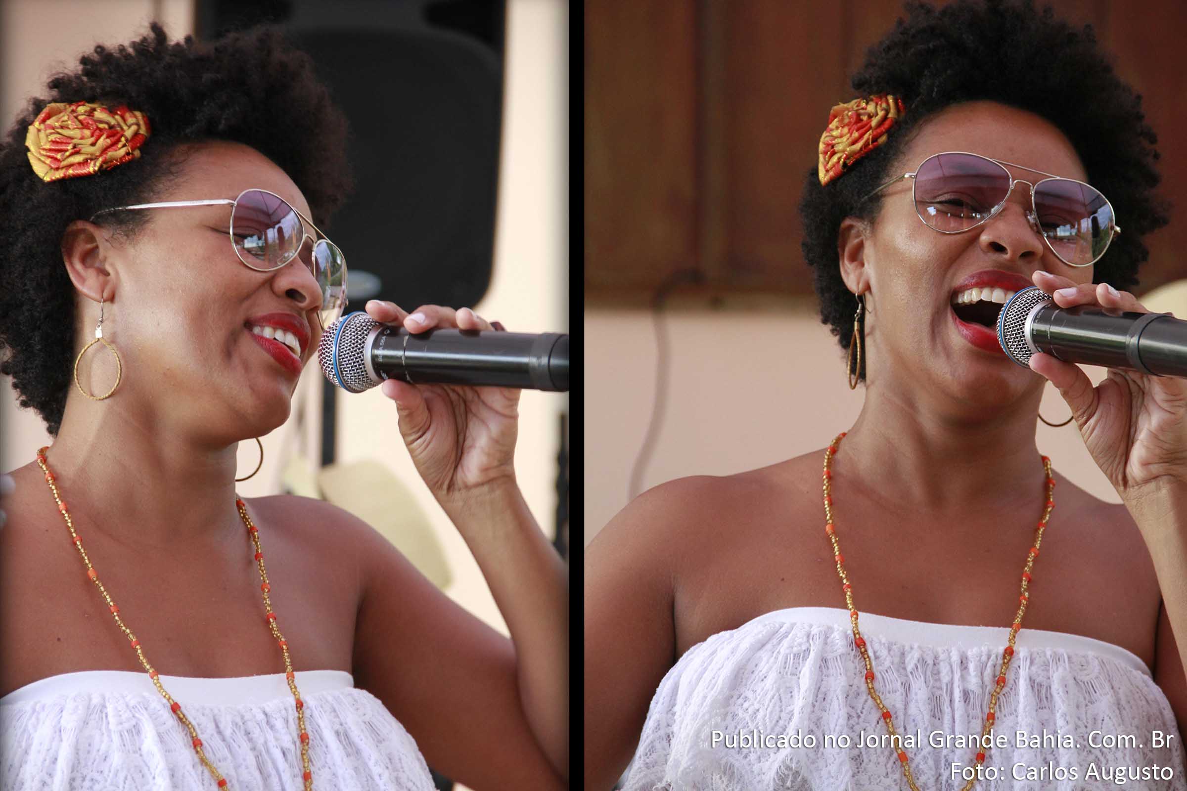Cantora Maryzélia realiza apresentação no Centro de Abastecimento, em Feira de Santana.
