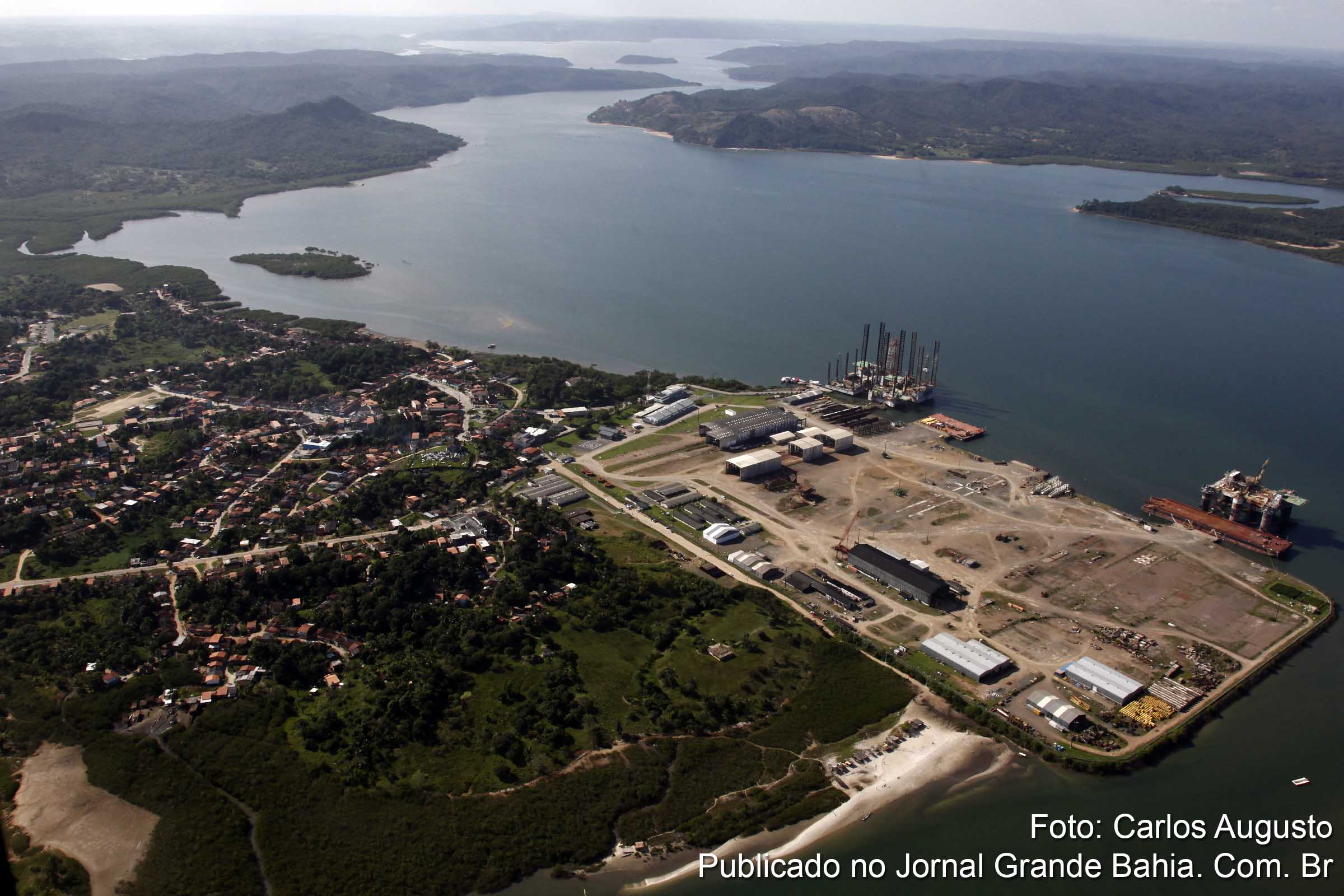 Vista aérea do Estaleiro da Petrobras, em São Roque do Paraguaçu, distrito de Maragogipe. (Foto: Carlos Augusto | Jornal Grande Bahia)