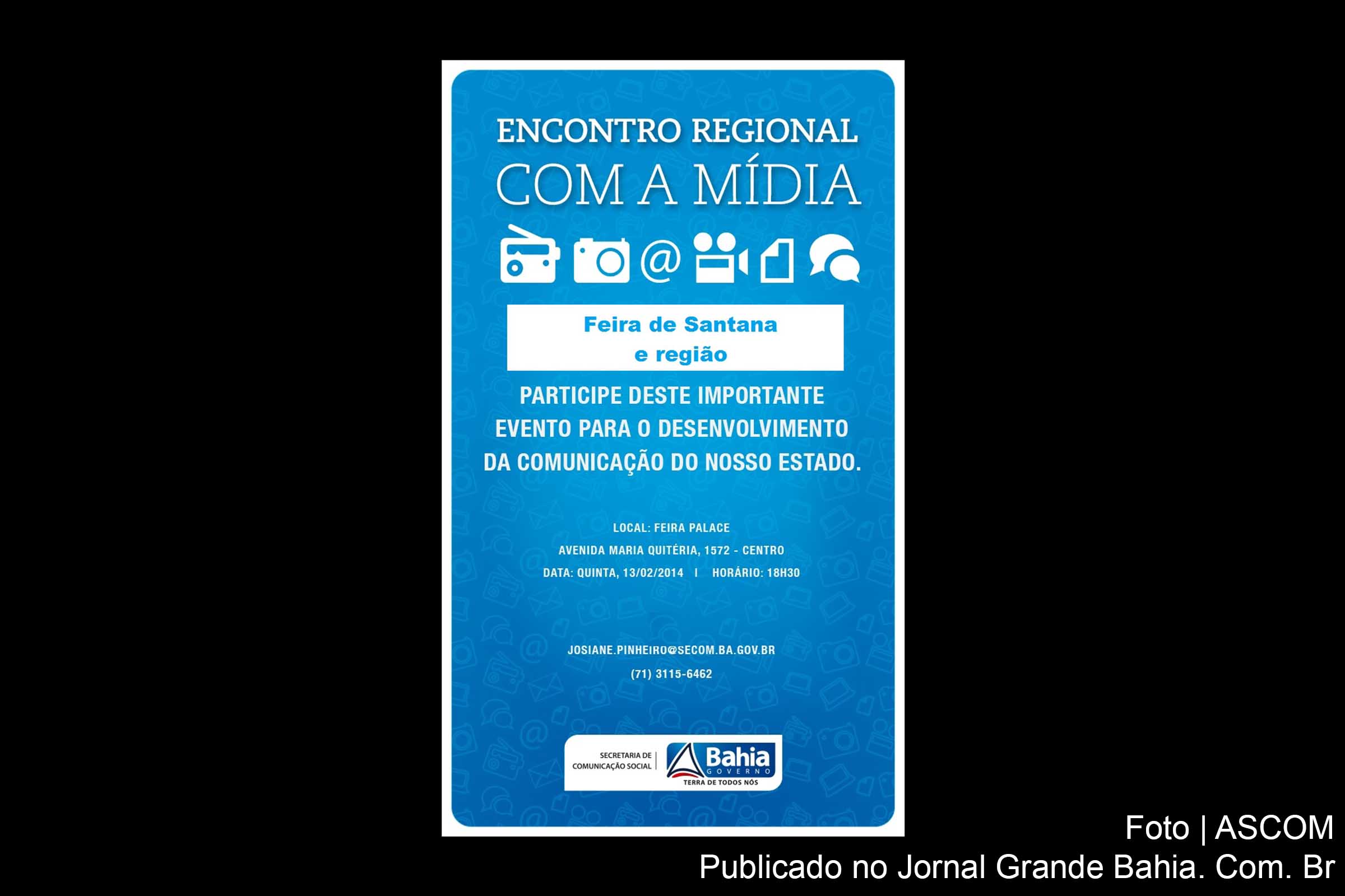 Cartaz do Encontro Regional com a Mídia. Evento ocorre em Feira de Santana.