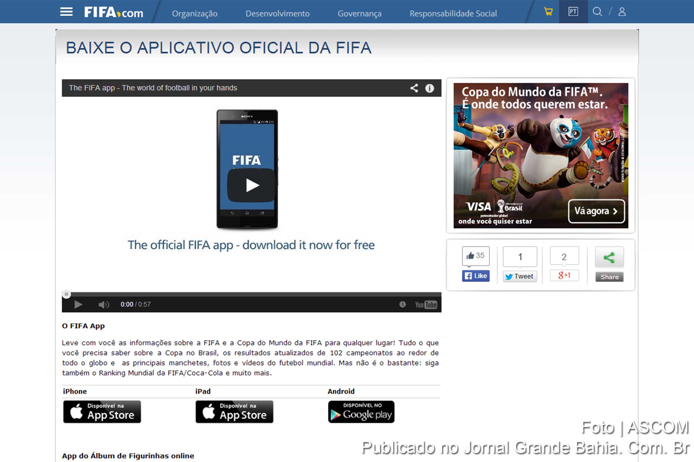 Aplicativo da Fifa permite acompanhar jogos em tempo real através de dispositivos móveis.