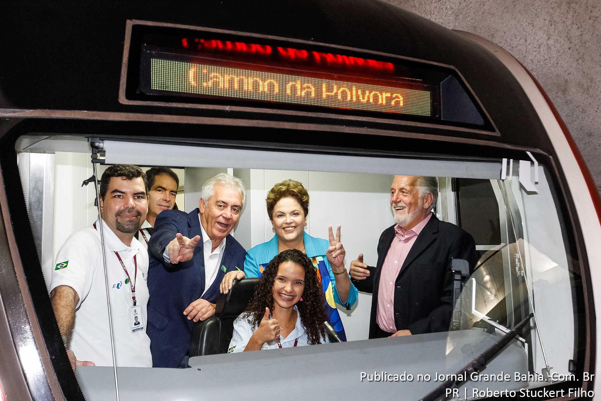 Otto Alencar, Dilma Rousseff e Jaques Wagner durante inauguração da primeira etapa do Metrô de Salvador.