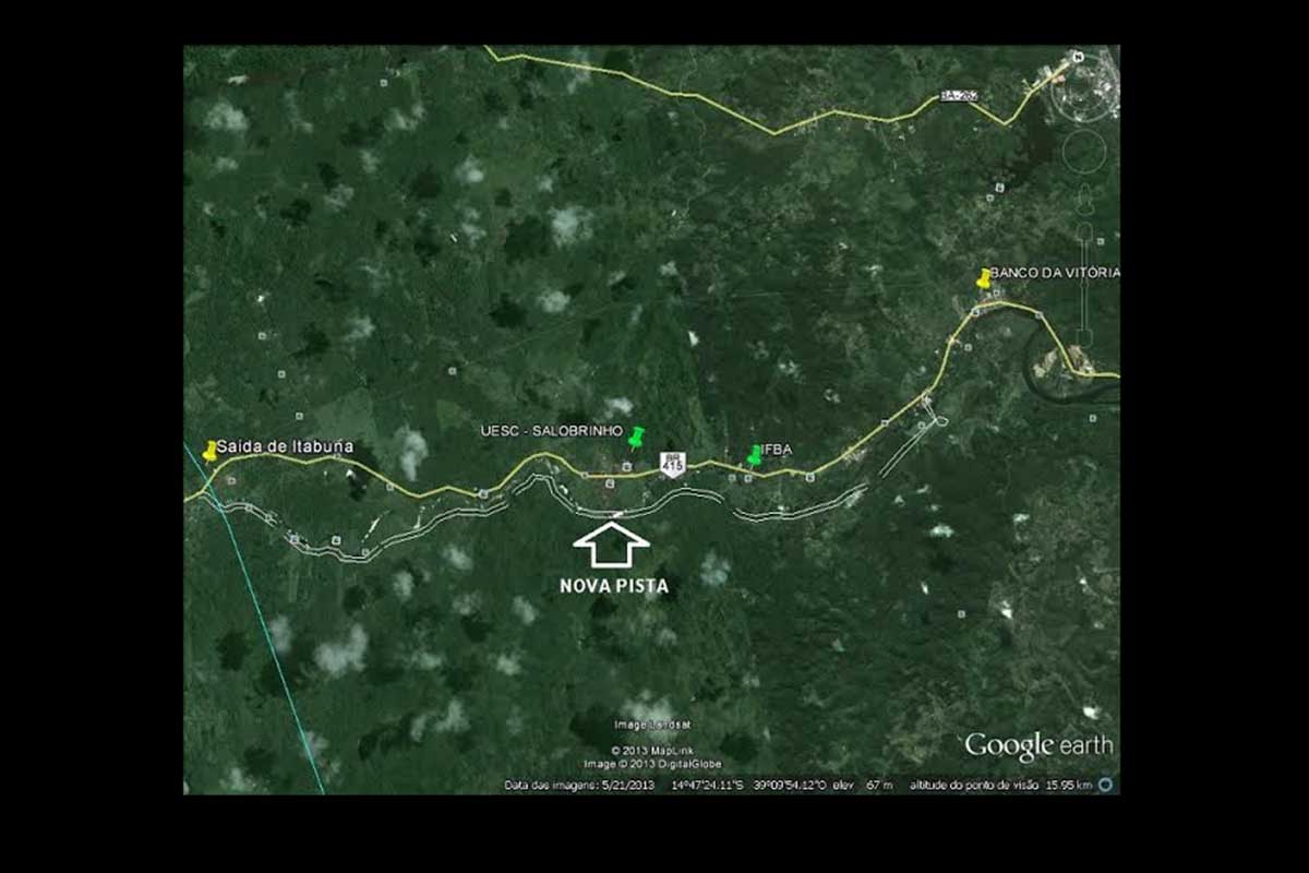 Projeção da duplicação da rodovia Ilhéus - Itabuna.