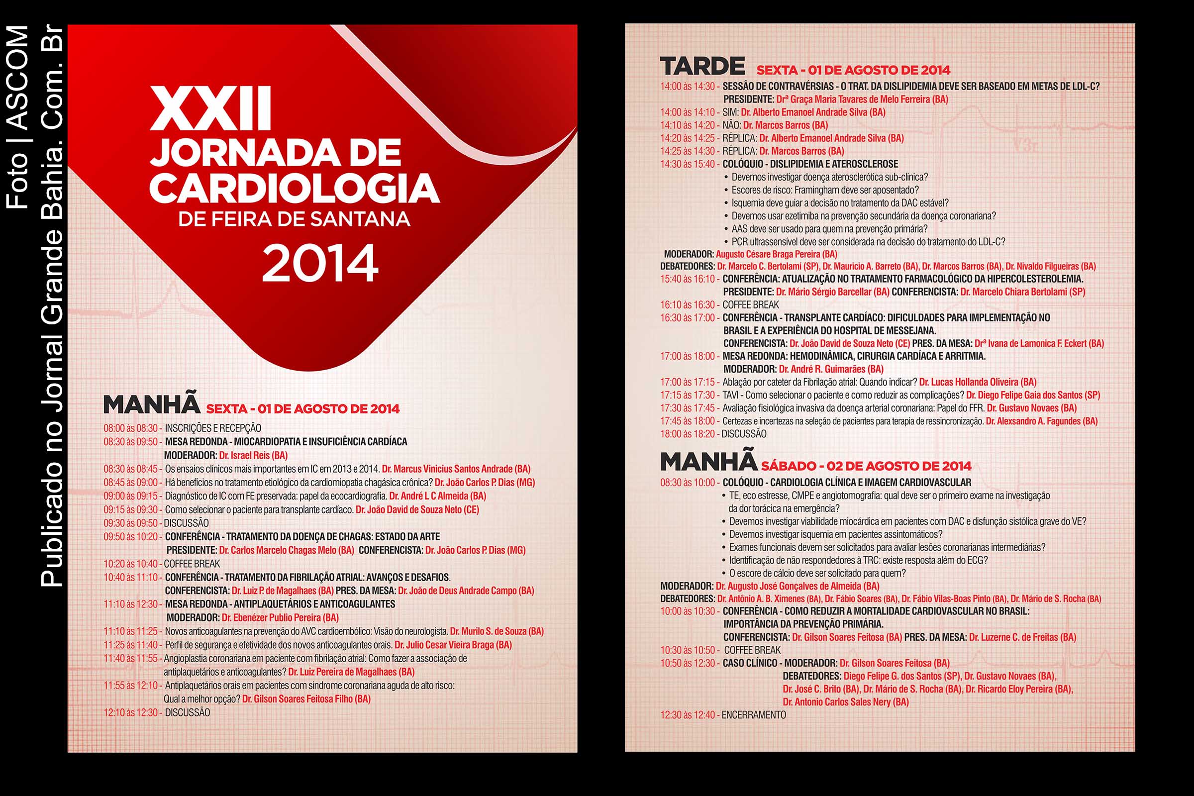 Cartaz e programação da XXII Jornada de Cardiologia.