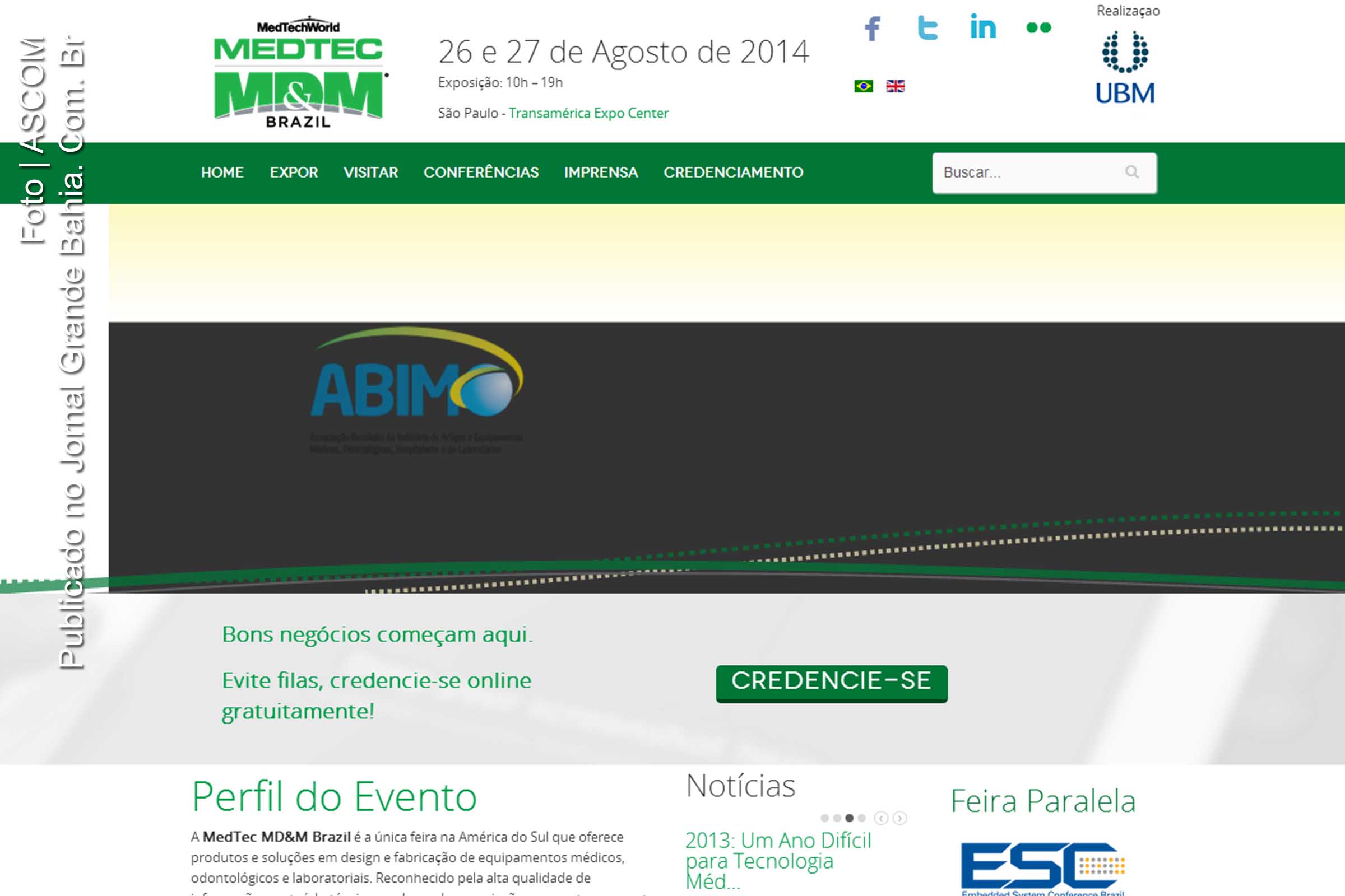 Página da MEDTEC MD M Brazil na internet.