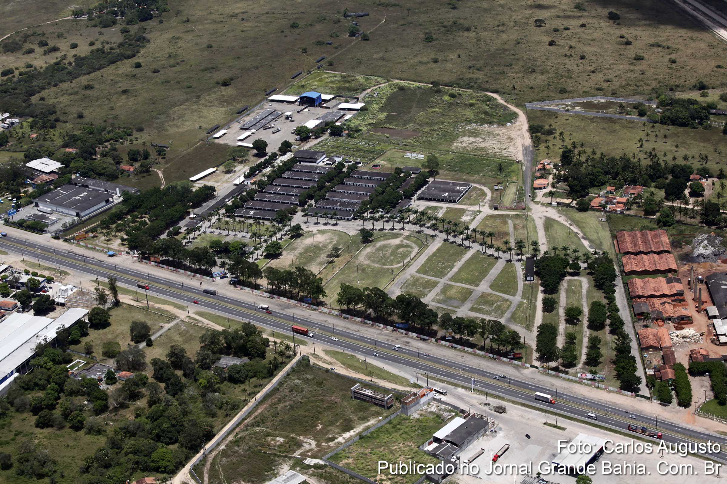 Vista aérea do Parque de Exposições João Martins da Silva, em Feira de Santana.