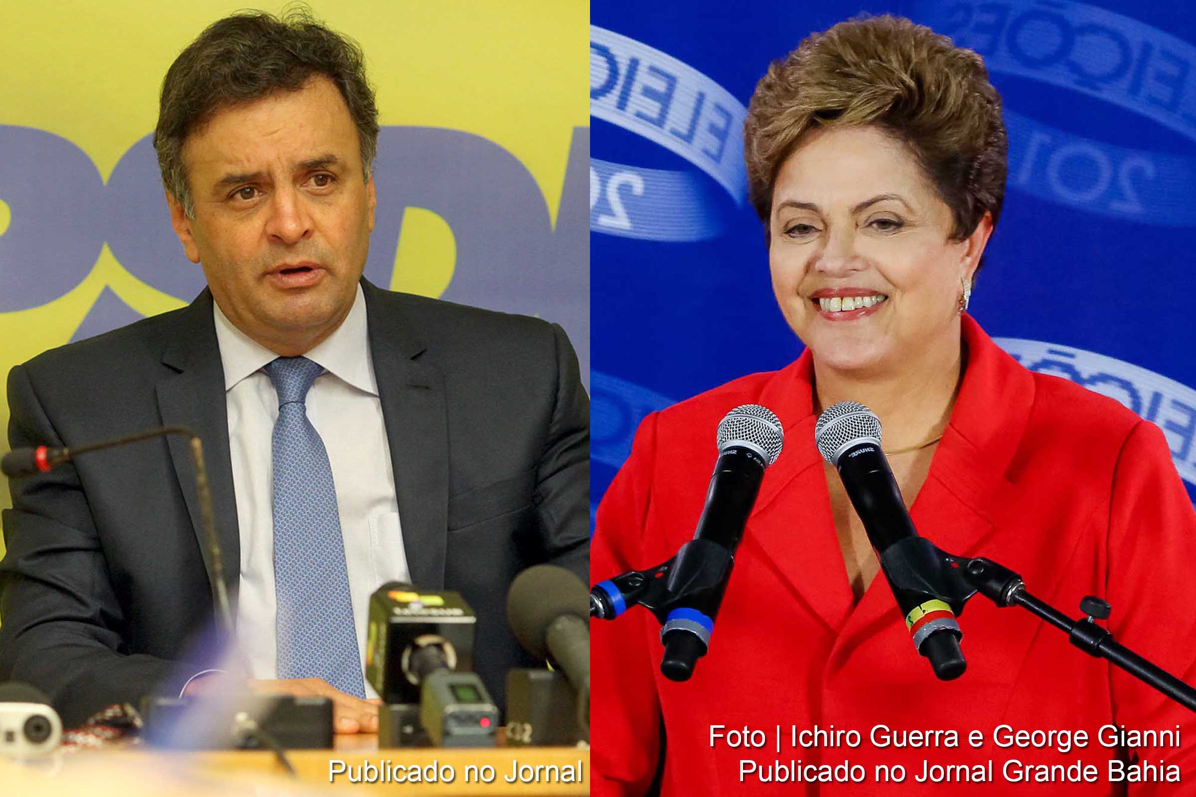 Aécio Neves e Dilma Rousseff. Pesquisa aponta liderança de Aécio Neves para presidente da república.