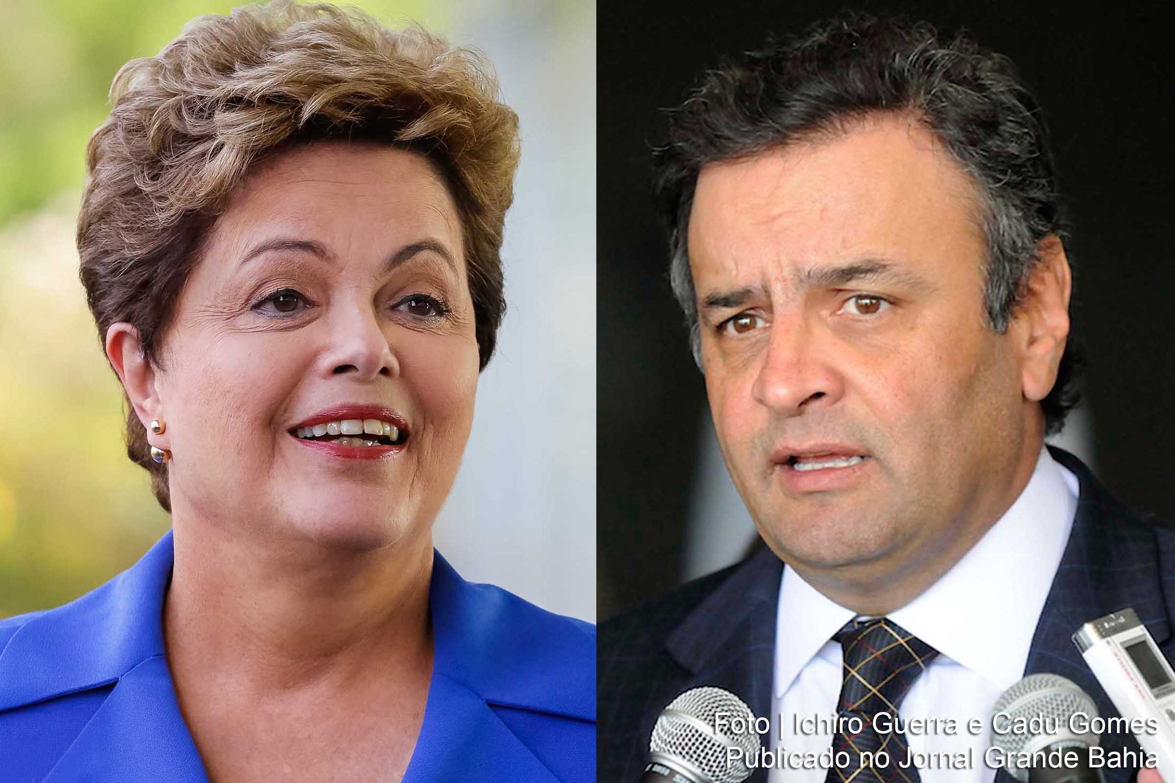 Dilma Rousseff e Aécio Neves. Dilma Rousseff lidera corrida presidencial.