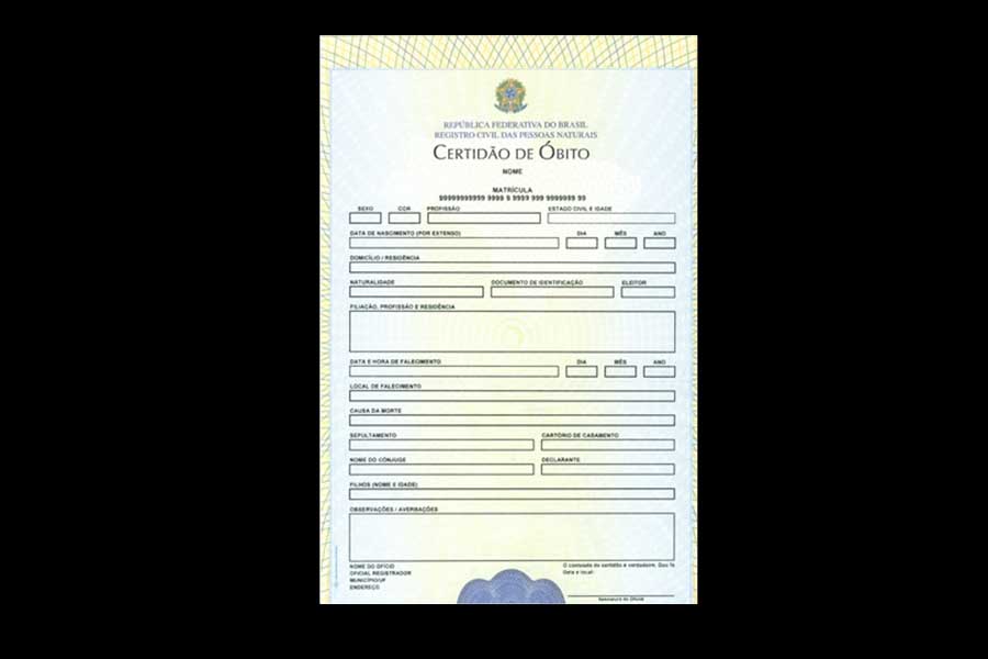 Certidão de óbito.