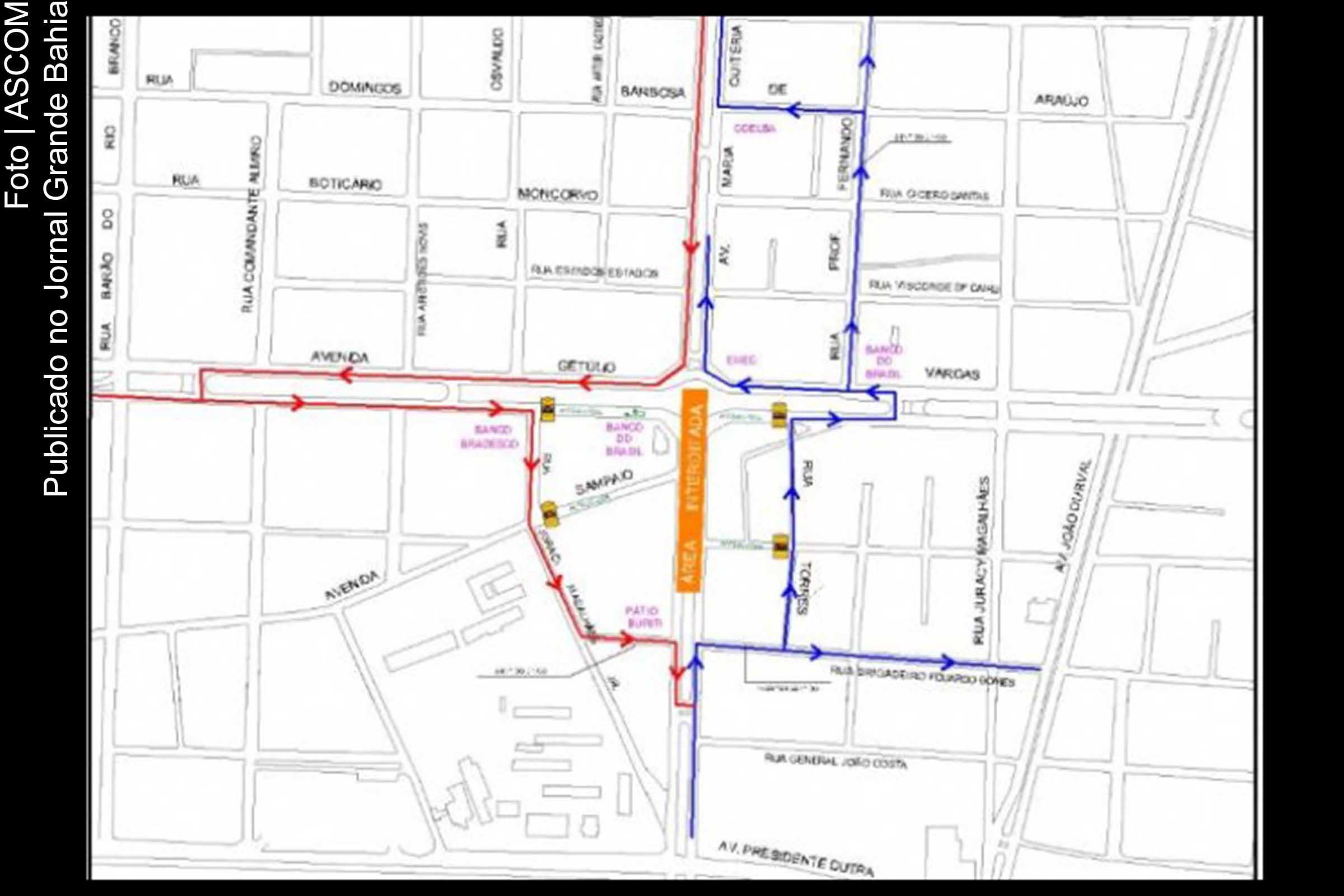 O trecho da Avenida Maria Quitéria até a Rua Brigadeiro Eduardo Gomes, a partir da Avenida Getúlio Vargas tem trânsito modificado.