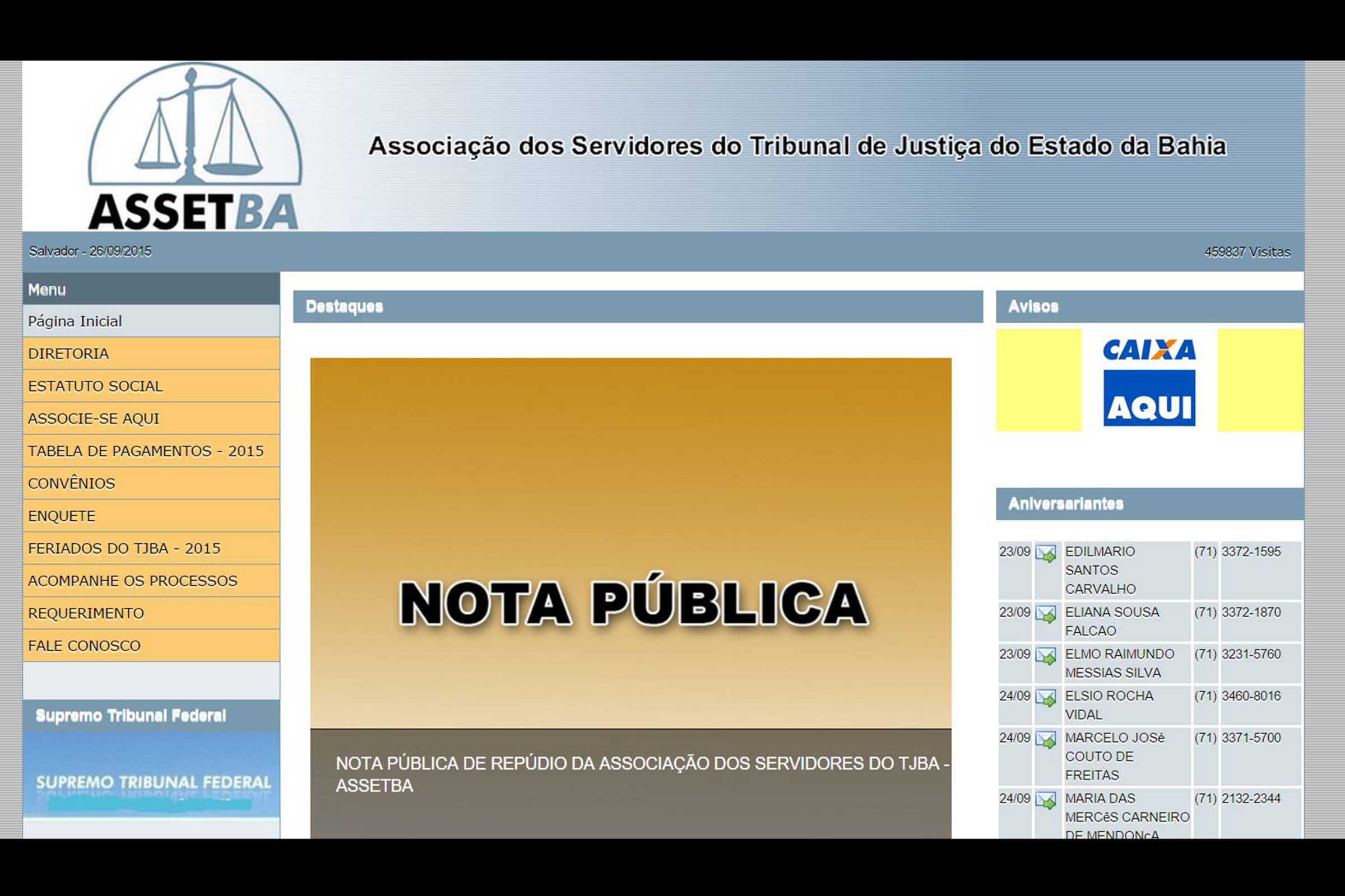 Associação dos Servidores do Tribunal de Justiça do Estado da Bahia (ASSETBA) emite nota sobre anteprojeto de Lei.