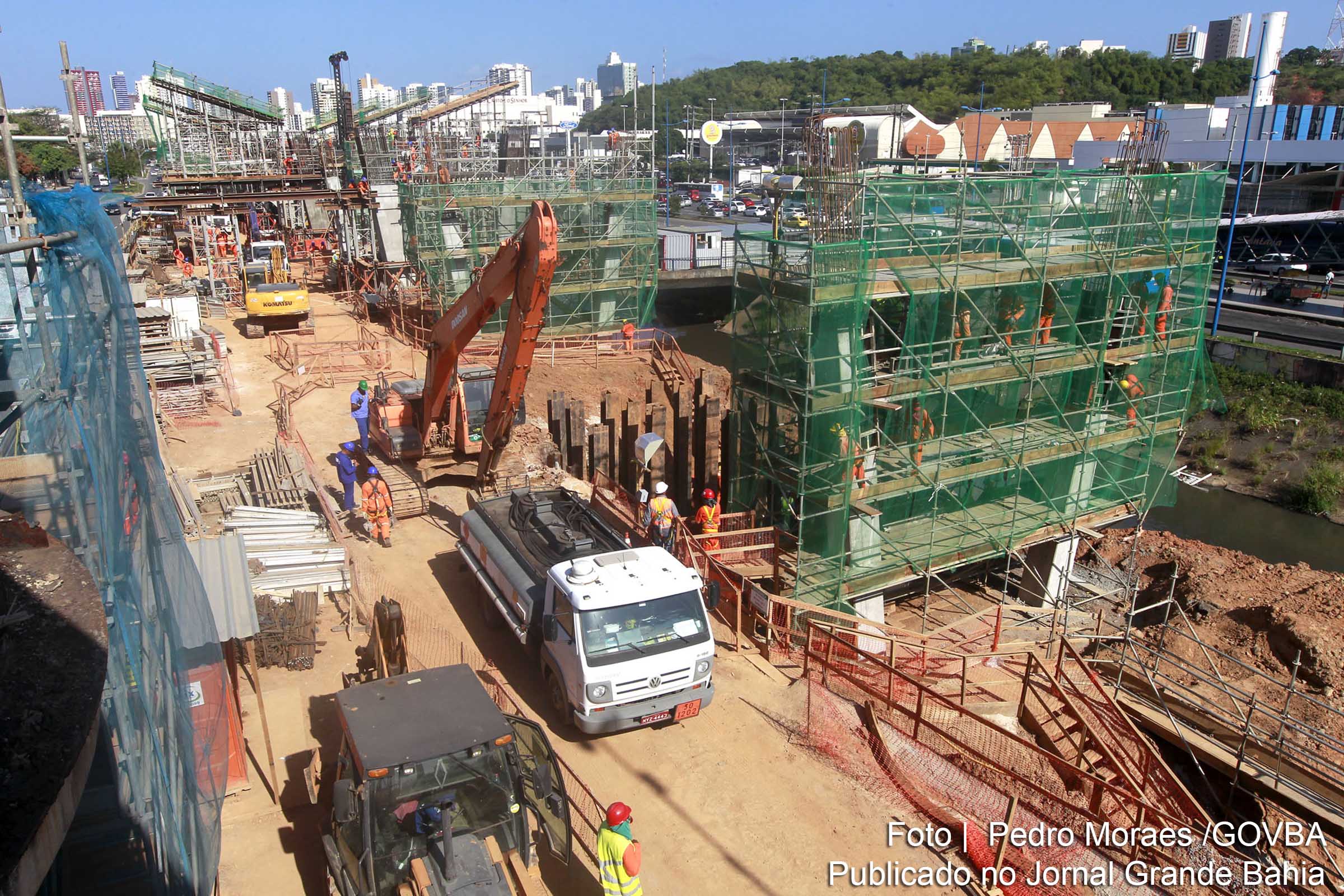 Andamento das obras do Metrô. Estações: Detran, Bonocô e Pirajá.