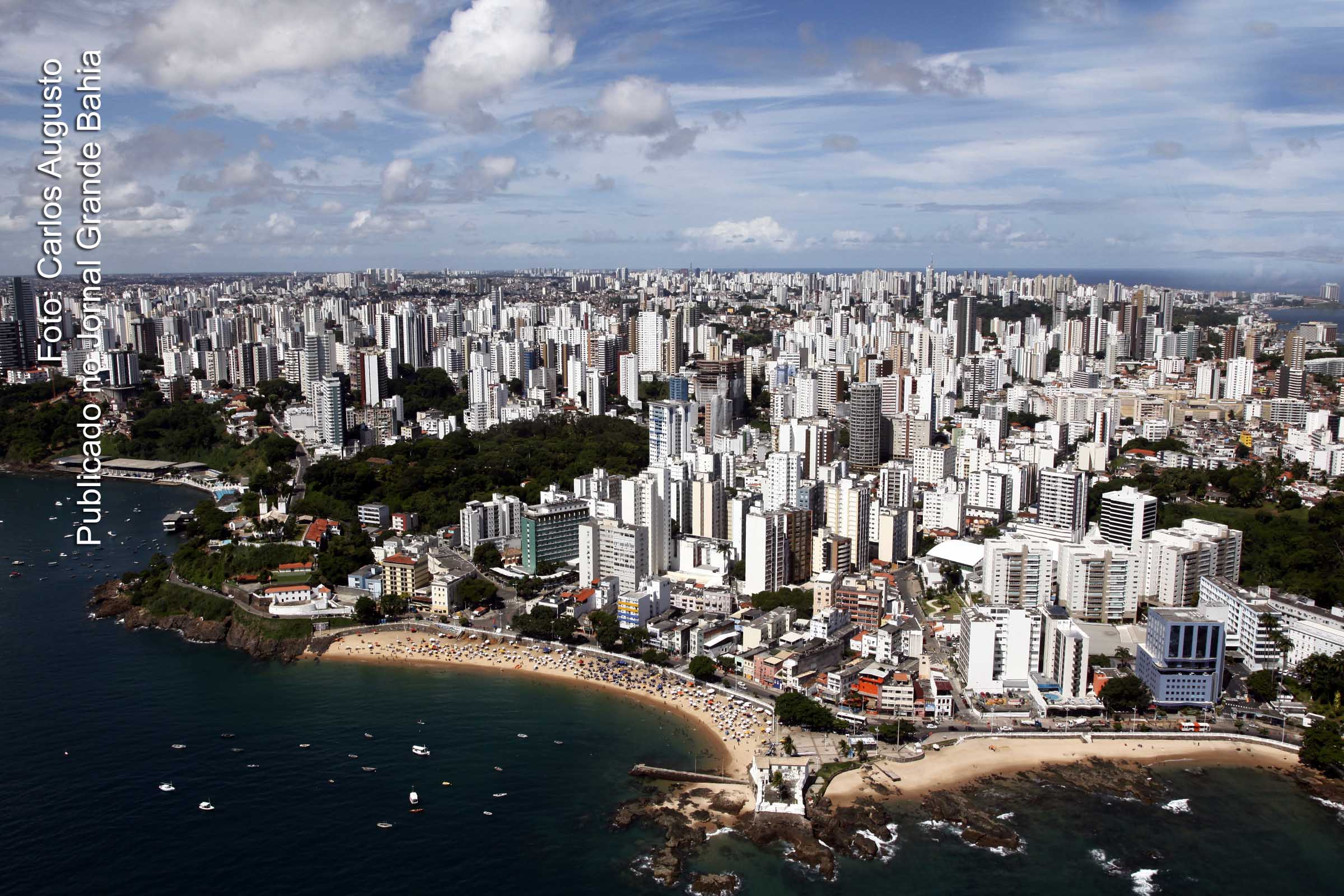 Vista aérea da praia da Barra em Salvador. (Foto: Carlos Augusto | Jornal Grande Bahia)
