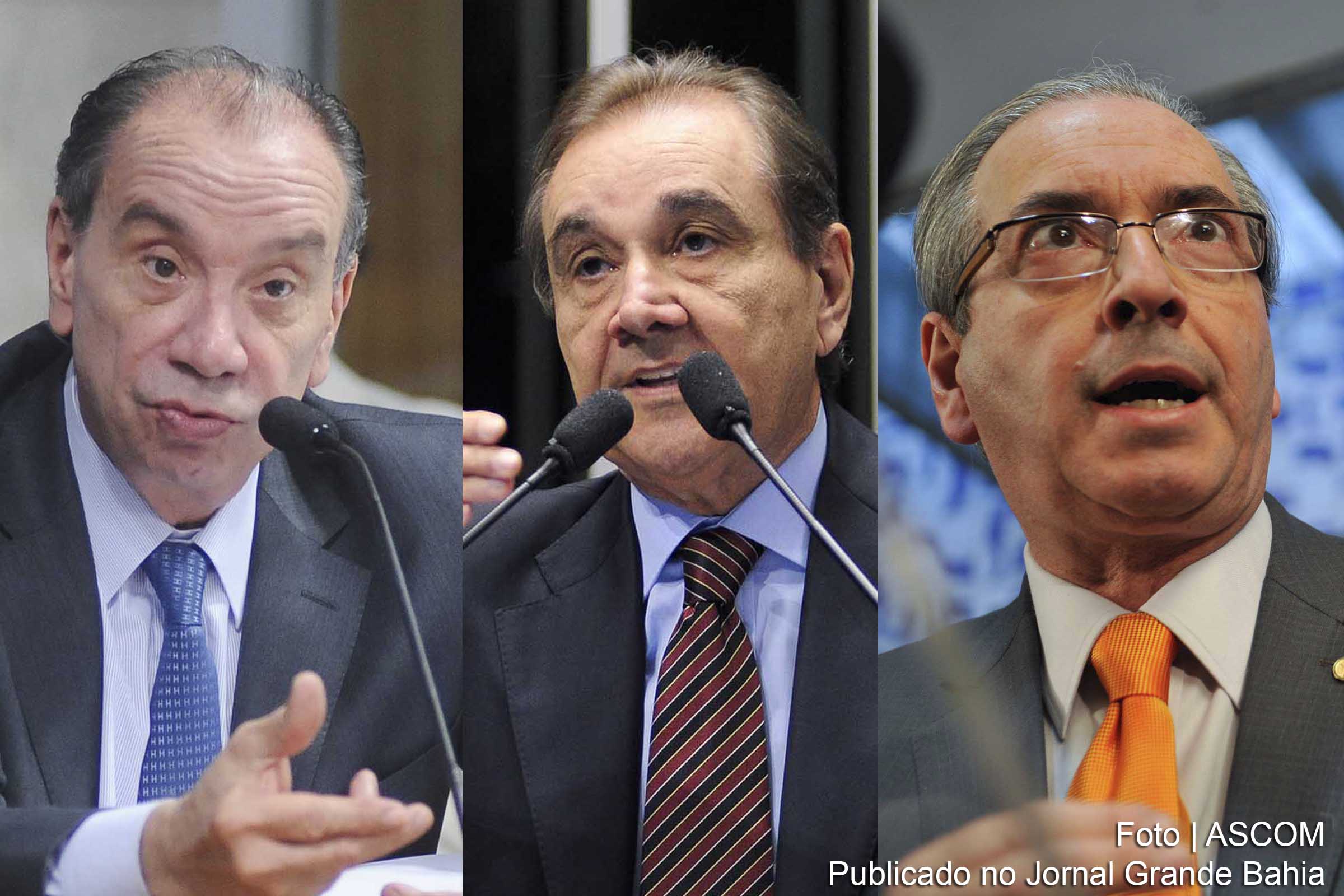 Senadores Aloysio Nunes Ferreira (PSDB/SP), José Agripino Maia (DEM/RN) e o deputado federal Eduardo Cosentino da Cunha (PMDB/RJ) unidos na oposição ao governo, no envolvimento com o Caso Lava Jato, e em inquéritos no STF.