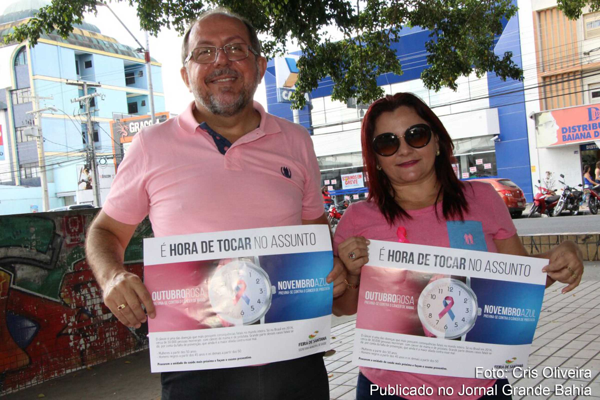 Deputado José de Arimateia e a esposa Ana Cristina participam de ação pelo ‘Outubro Rosa’ em Feira de Santana.