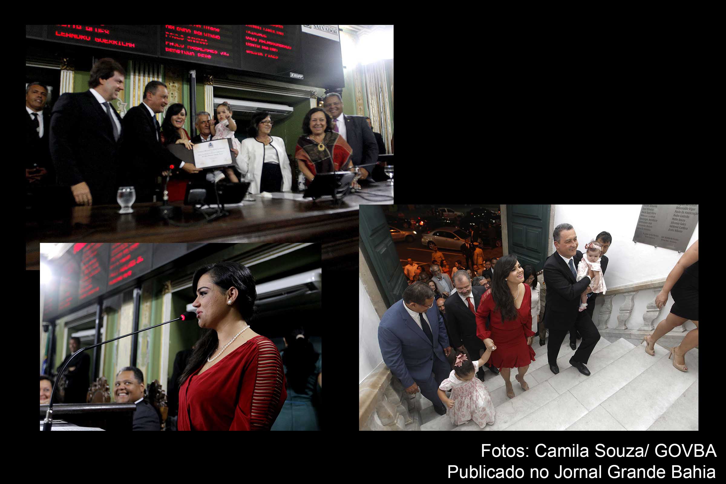 A Presidente das Voluntárias Sociais, Aline Peixoto, ao lado da família, recebe título de Cidadã Soteropolitana.