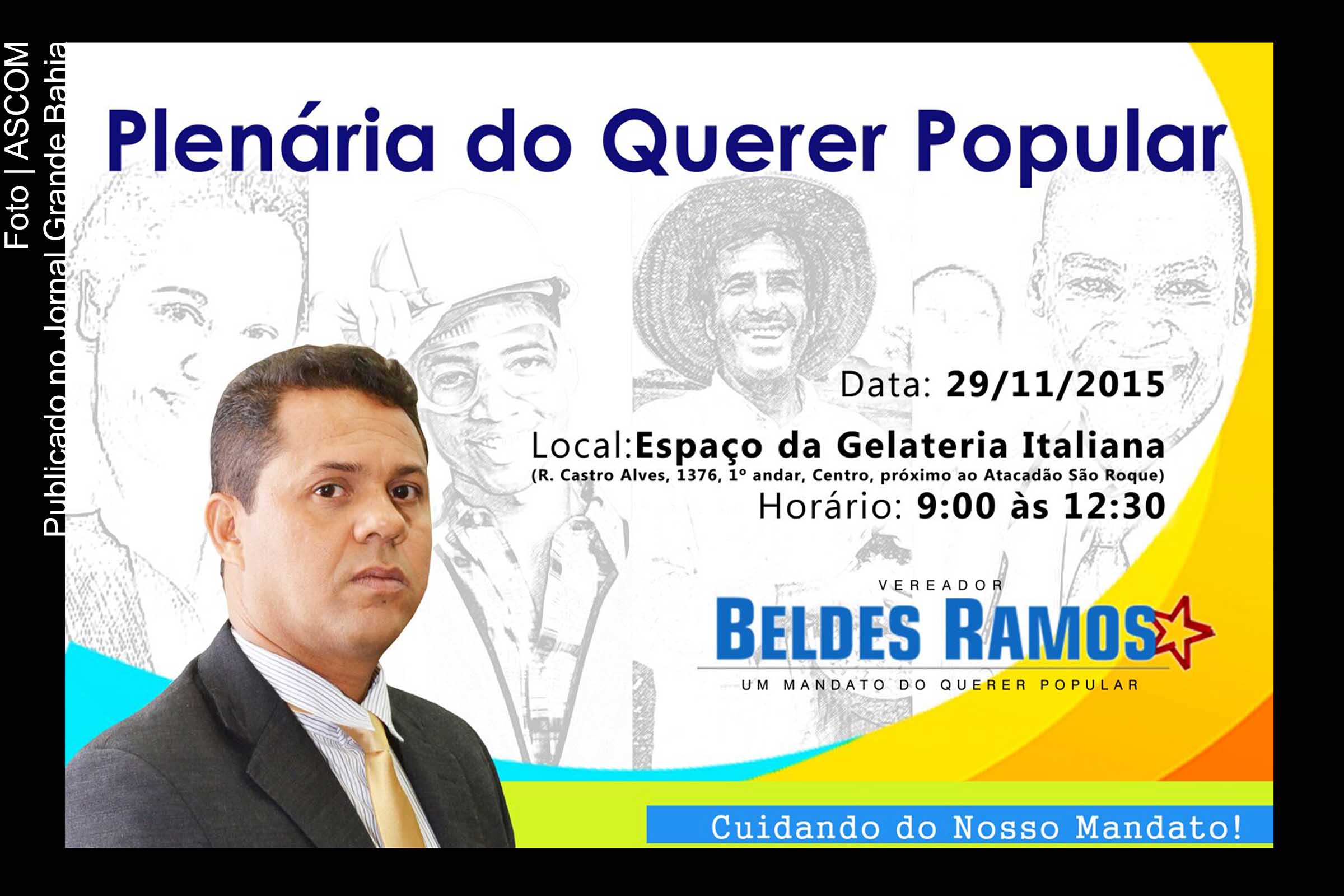 Convite para plenária de prestação de contas do mandato do vereador Beldes Ramos.