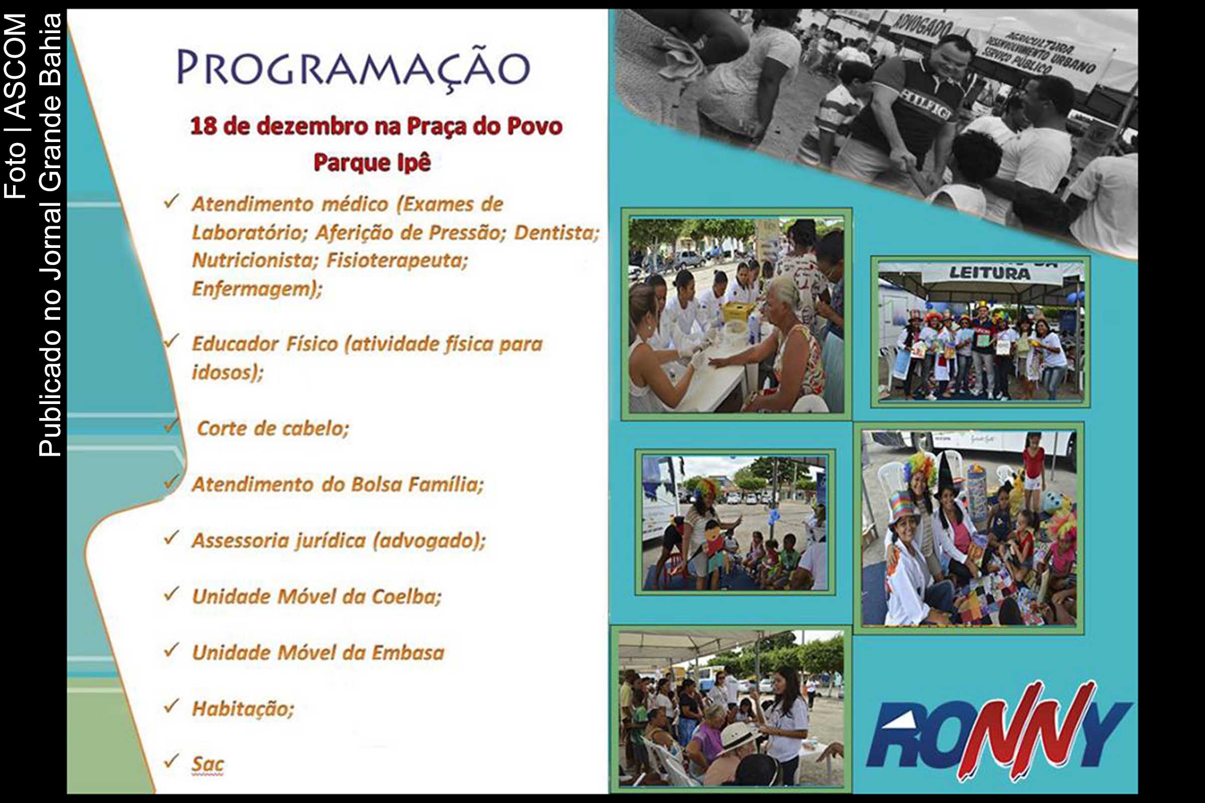 Mandato do vereador Rony anuncia ação social no Parque Ipê.