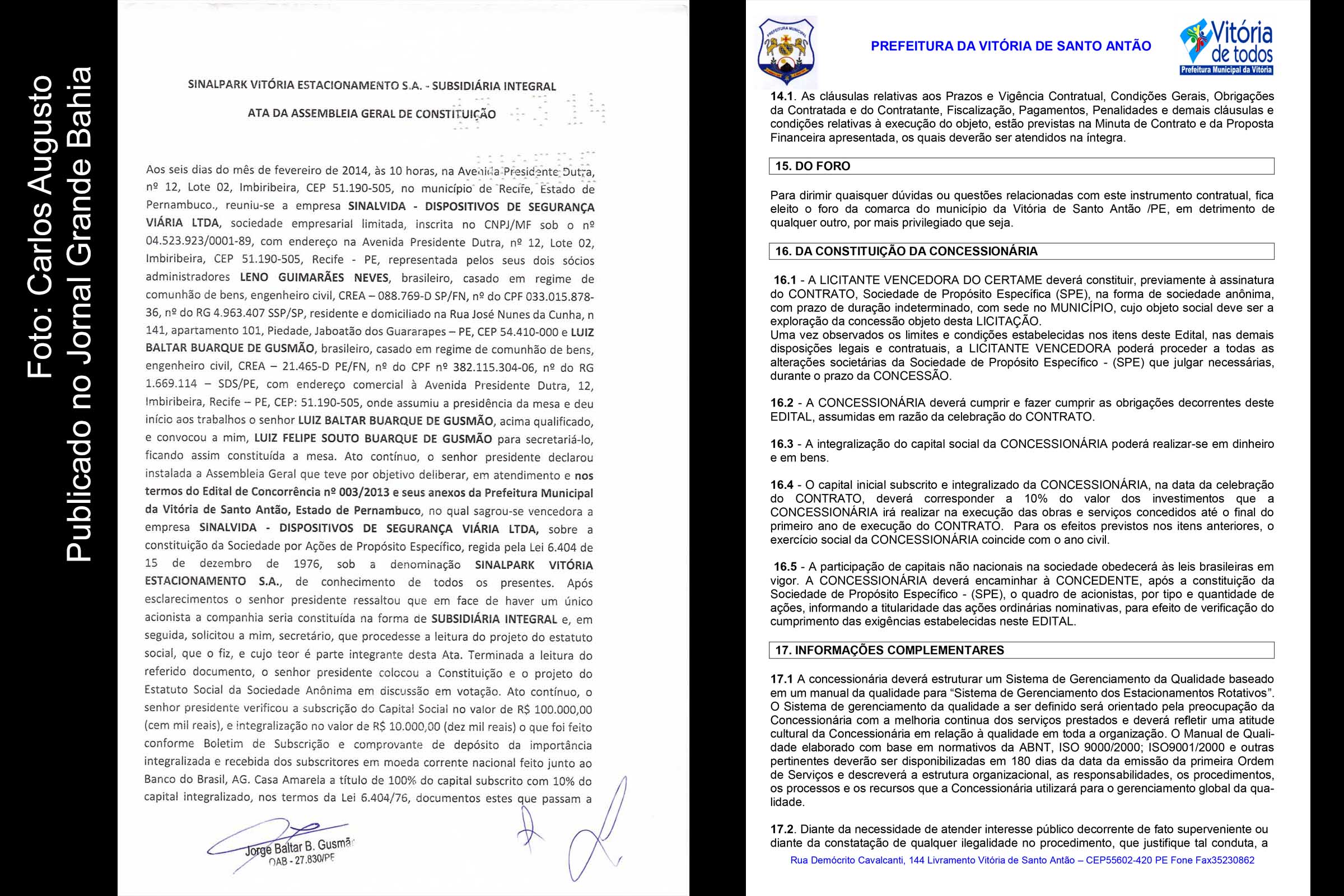 Feira de Santana: SinalVida encaminha direito de resposta; afirmações e documentação confirmam que empresa não opera Zona Azul de Vitória de Santo Antão