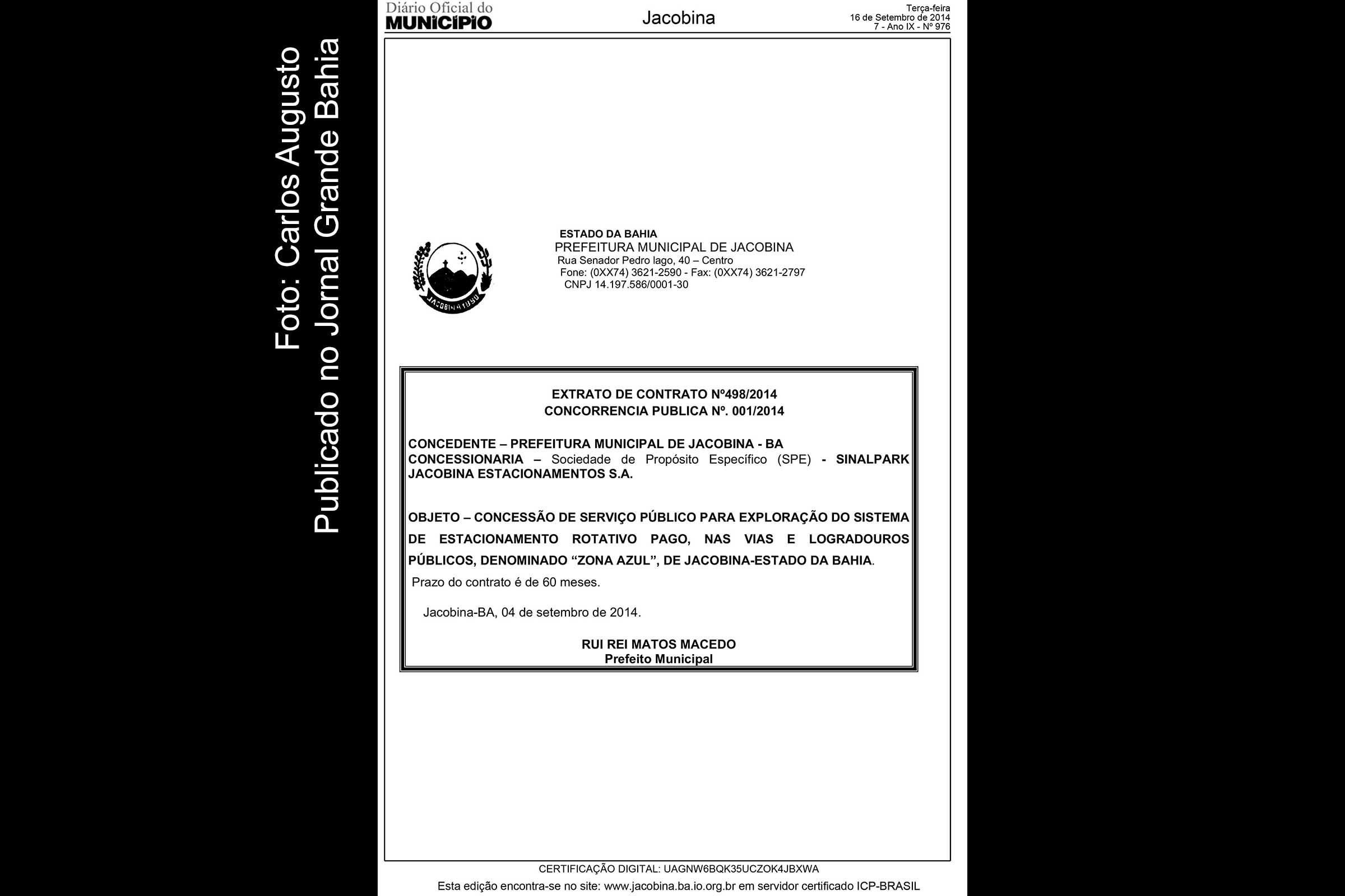 Documentos referentes a qualificação técnica da SinalVida em Jacobina possuem indício de fraude e foram utilizados na licitação da Zona Azul de Feira de Santana