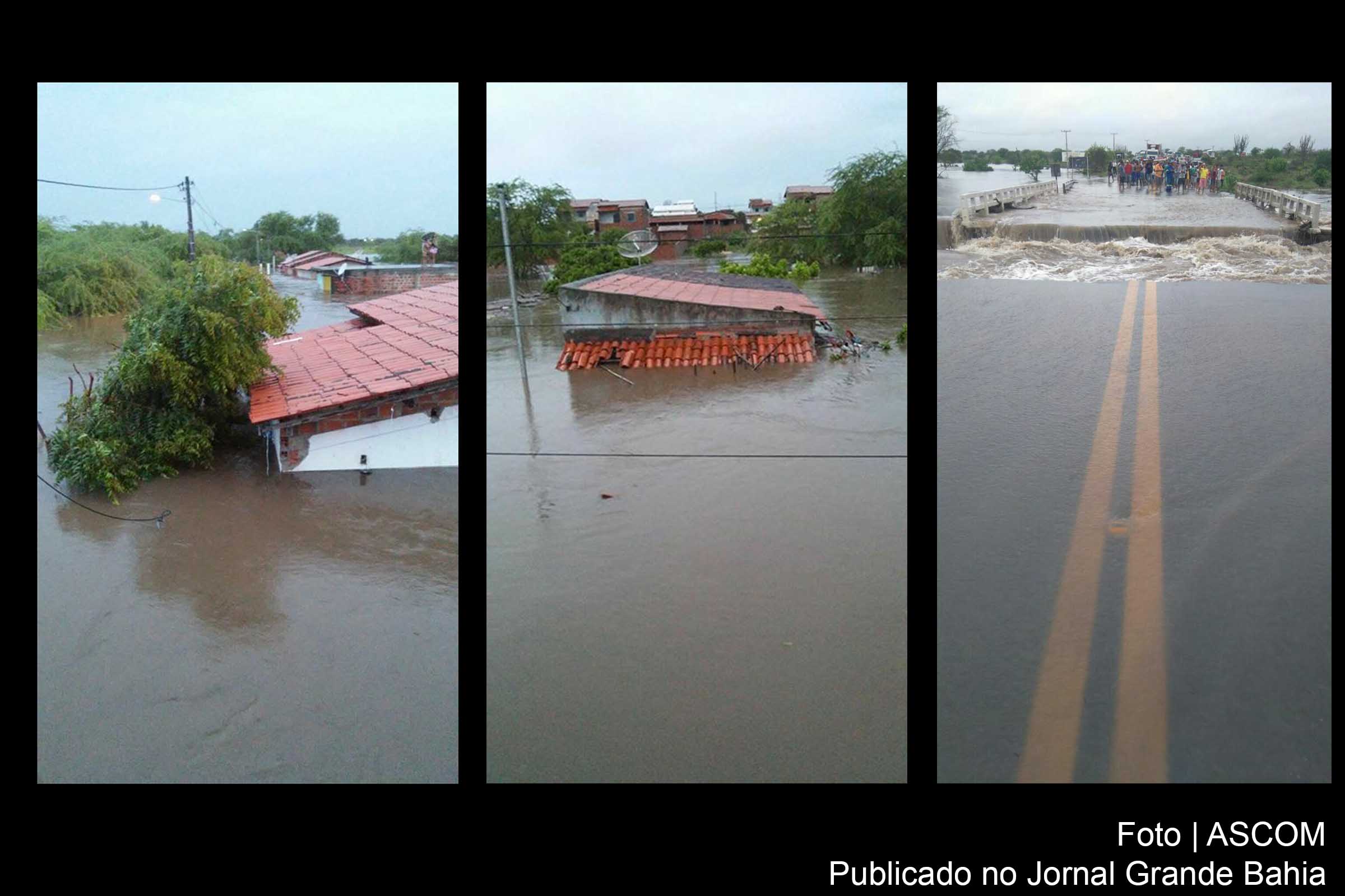 Alagamentos provocados em decorrência de chuvas torrenciais ocorridas em Riachão do Jacuípe.