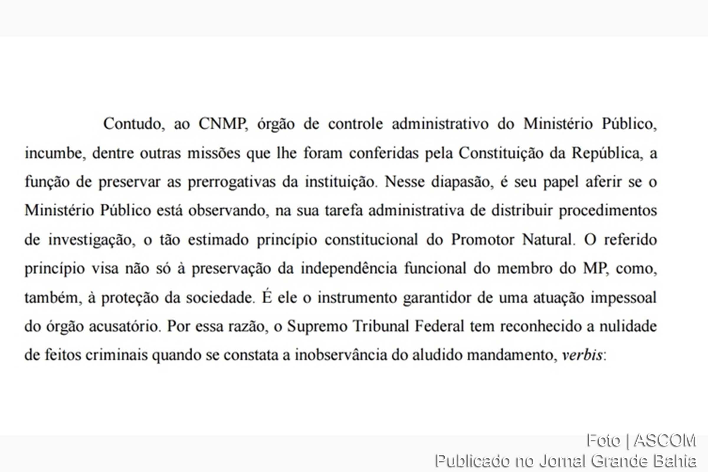 Reprodução de trecho da liminar do Conselho Nacional do Ministério Público.