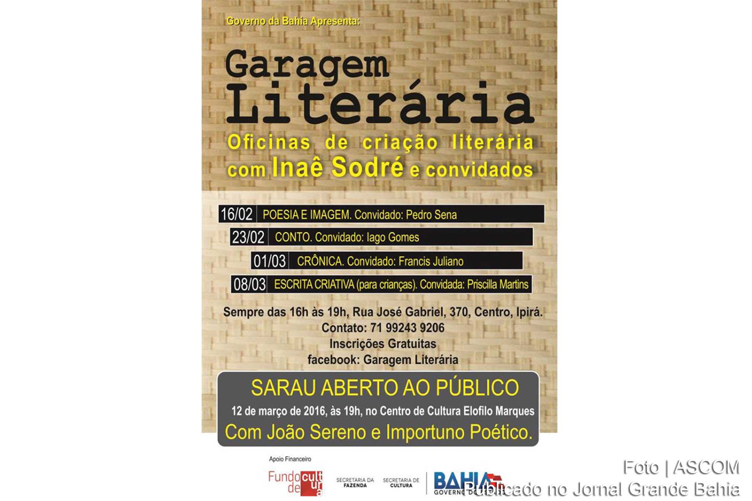 Cartaz do projeto 'Garagem Literária'.