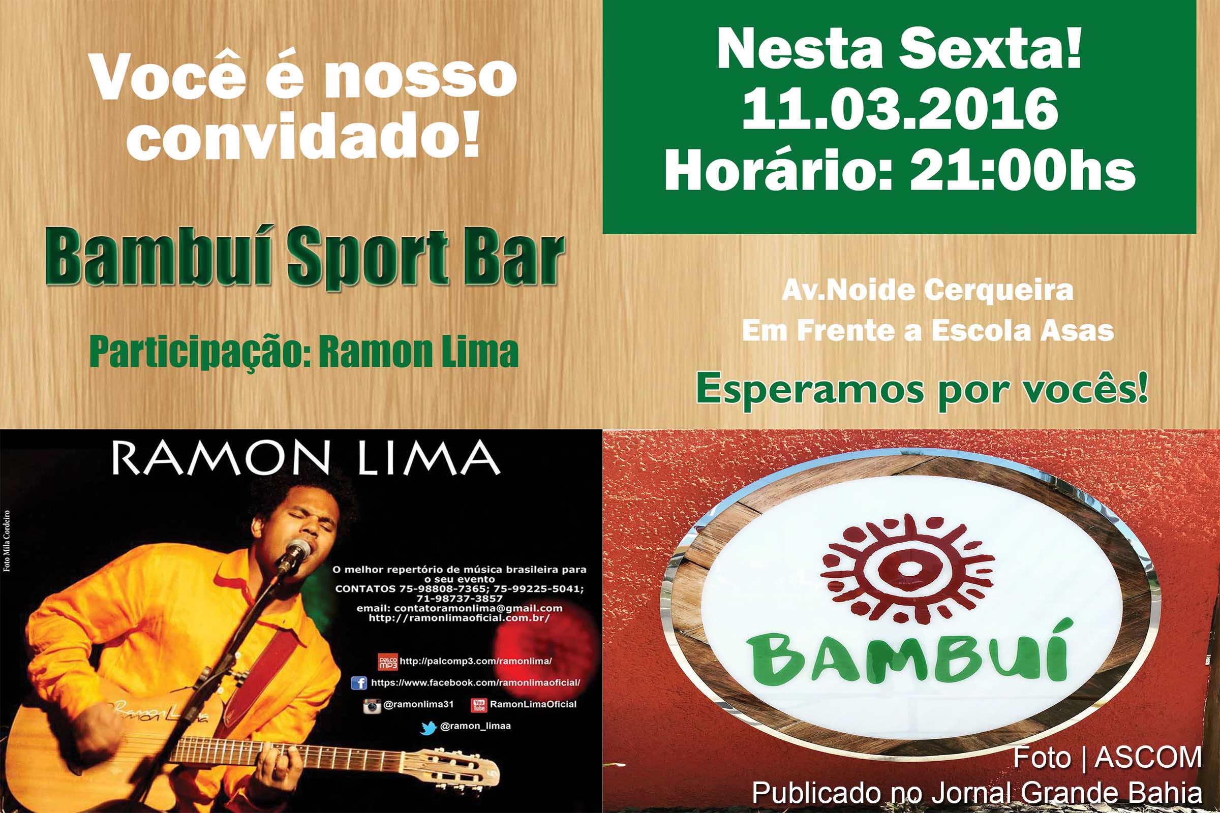 Cartaz anuncia inauguração do Bambuí Sport Bar.