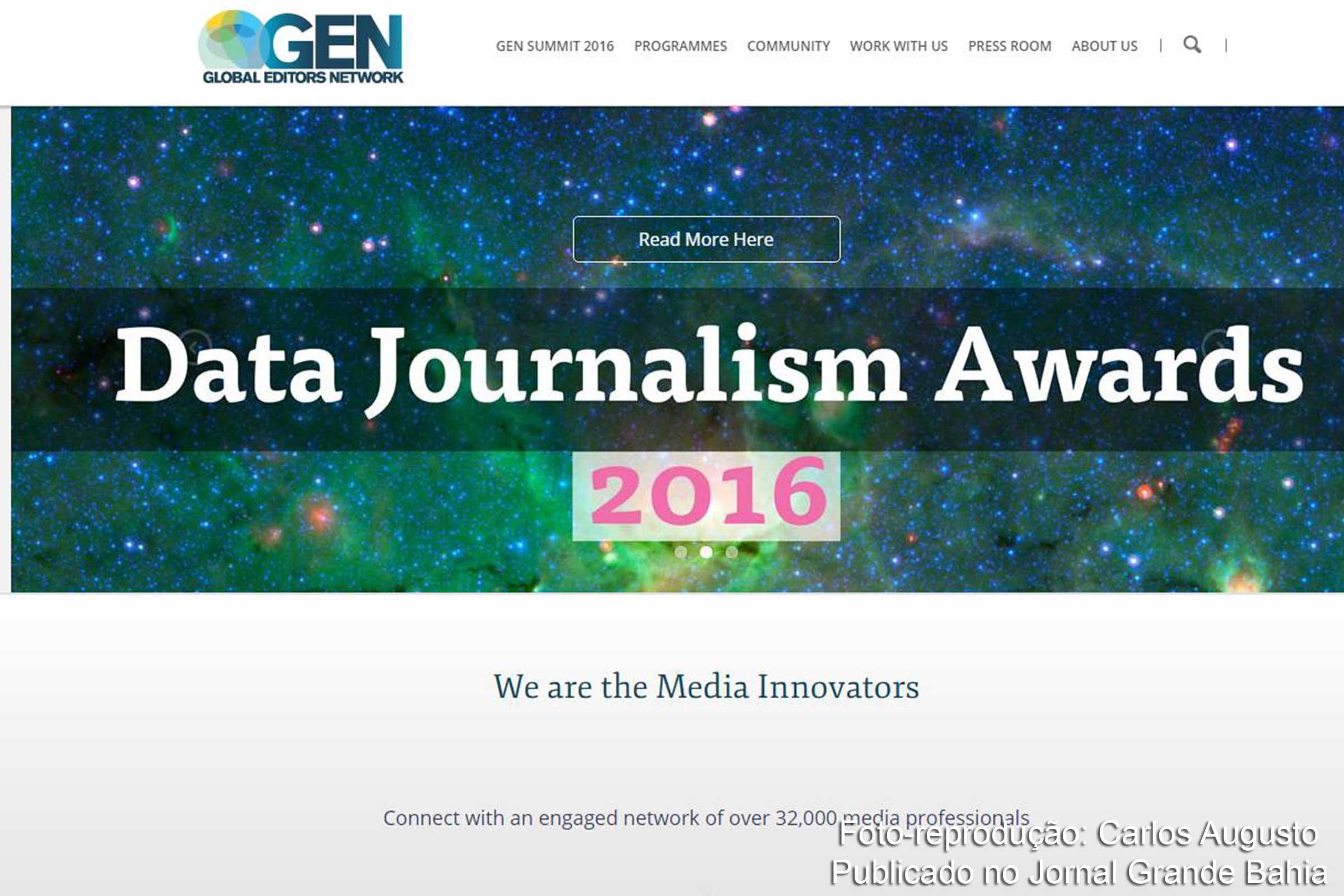 O Prêmio de Jornalismo de Dados é organizado pela Global Editors Network.