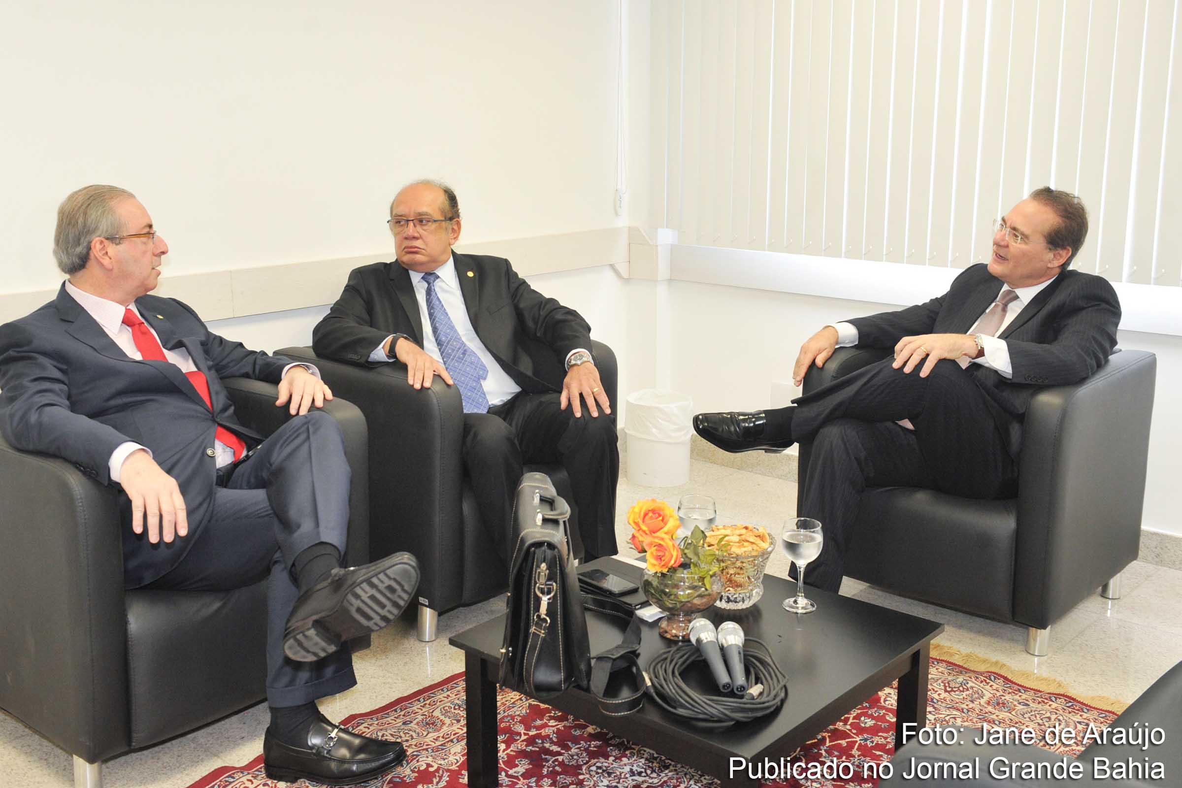 Deputado Eduardo Cunha, Gilmar Mendes e senador Renan Calheiros. Ministro Gilmar Mendes preside o TSE.