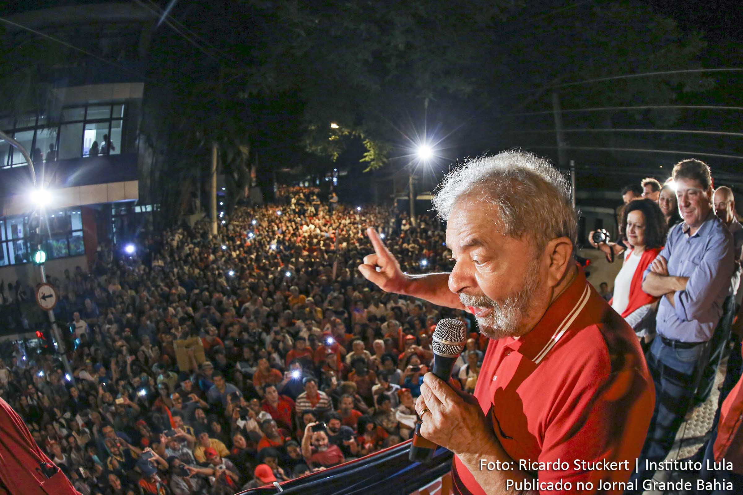 Ex-presidente Lula, durante ato no Sindicato dos Metalúrgicos do ABC, em São Bernardo do Campo.