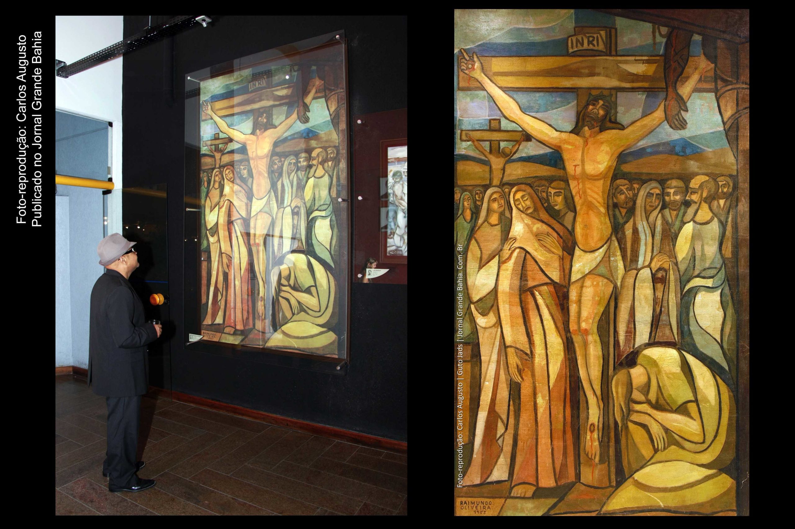 A pintura – Crucificação, obra de Raimundo Falcão de Oliveira (Raimundo de Oliveira), produzida em 1955, com uso da técnica aquarela (pintura a óleo sobre tela) – se encontra na pinacoteca da Câmara dos Dirigentes Lojistas de Feira de Santana é uma reprodução do original. A reprodução foi realizada pelo jornalista Carlos Augusto, com uso de técnicas de reprodução fotográfica digital e impressão eletrônica tipo plotagem em material canvas. O quadro original ‘Crucificação’ pertence ao acervo do empresário José da Costa Falcão. A reprodução, e foi registrada a partir da pintura original, que se encontrava na sala de estar da residência do empresário, na Mansão José da Costa Falcão, em Feira de Santana, em 17 de outubro de 2007.