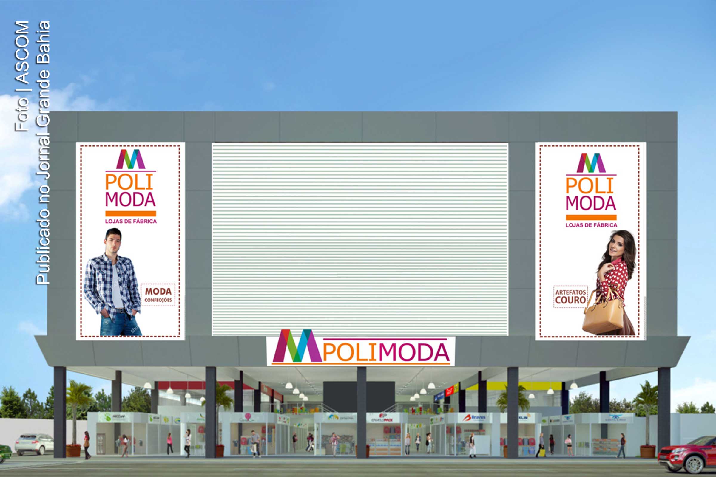 Projeção gráfica do Polo de Distribuição das Indústrias de Confecção da Bahia (Polimoda), empreendimento localizado em Feira de Santana.