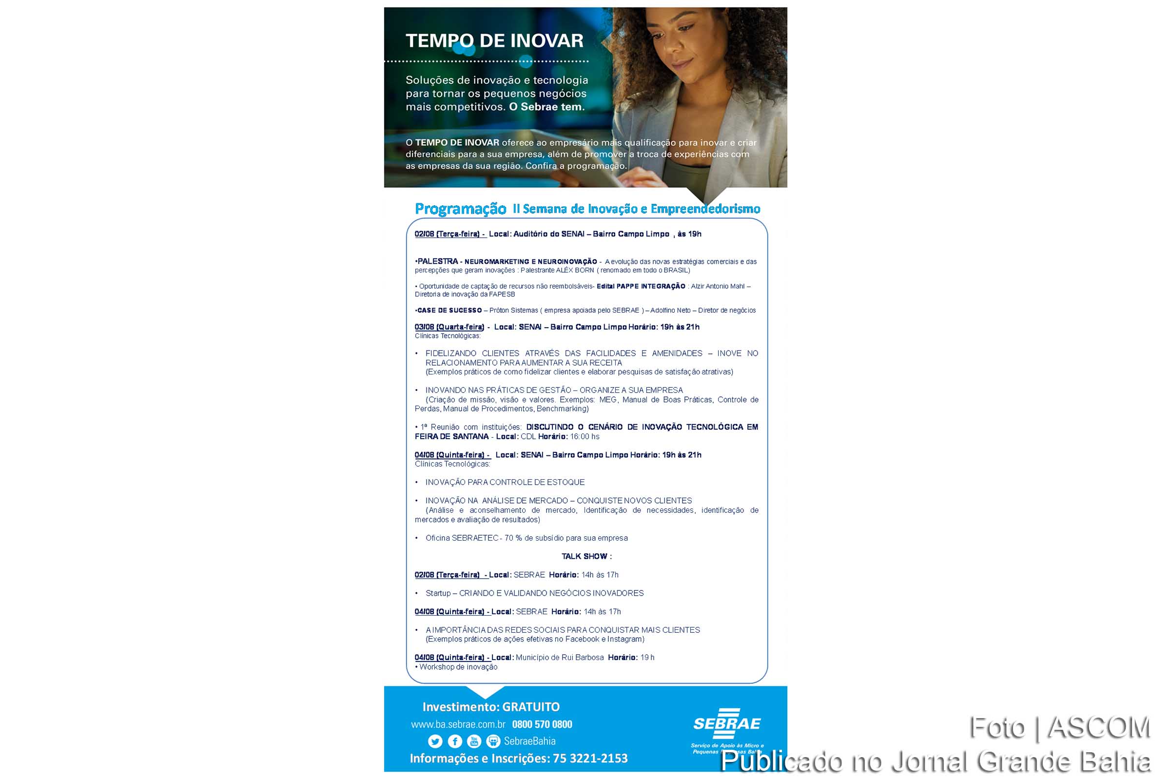 Cartaz anuncia 'II Semana de Inovação e Empreendedorismo'.