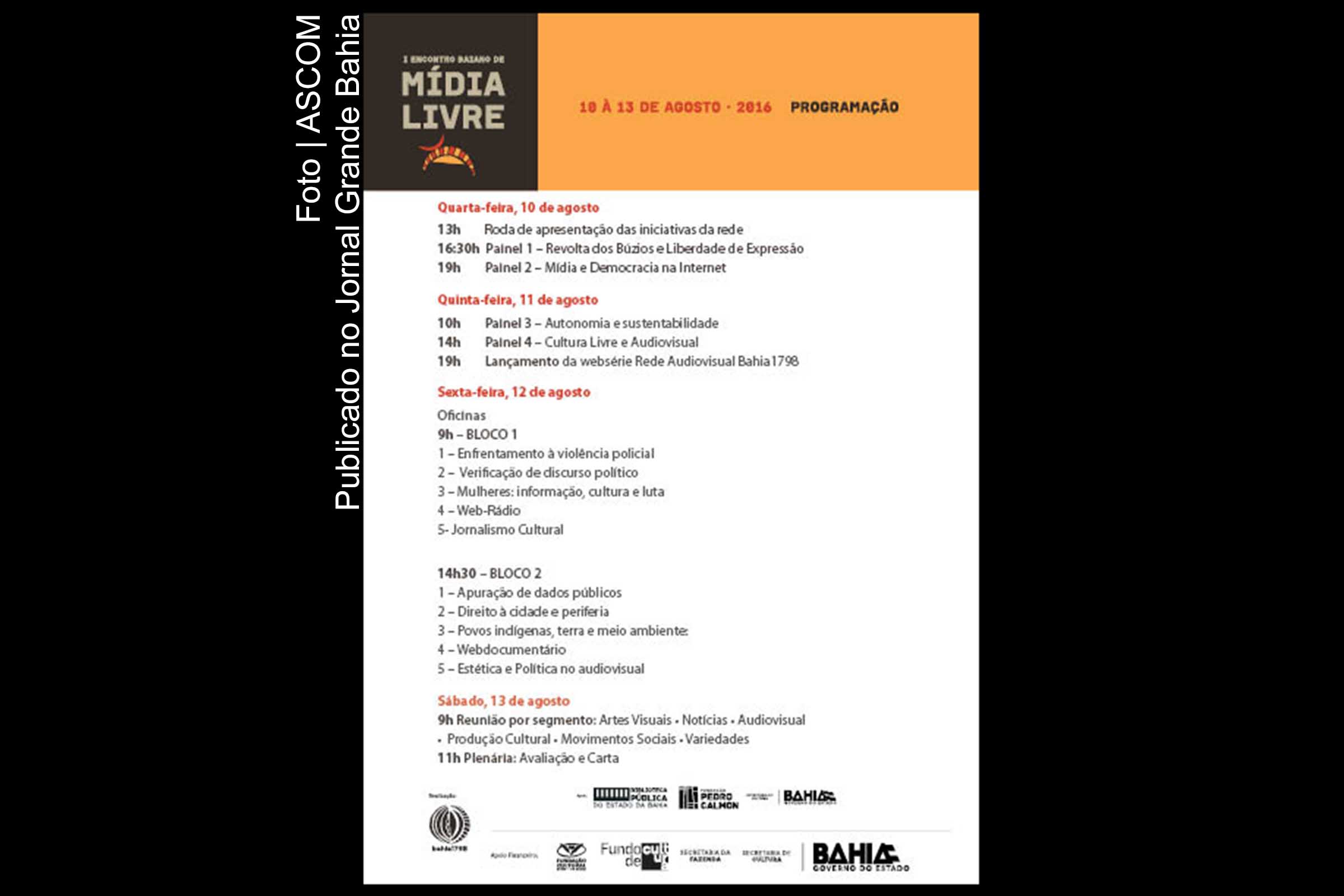 Cartaz do 'I Encontro Baiano de Mídia Livre'.