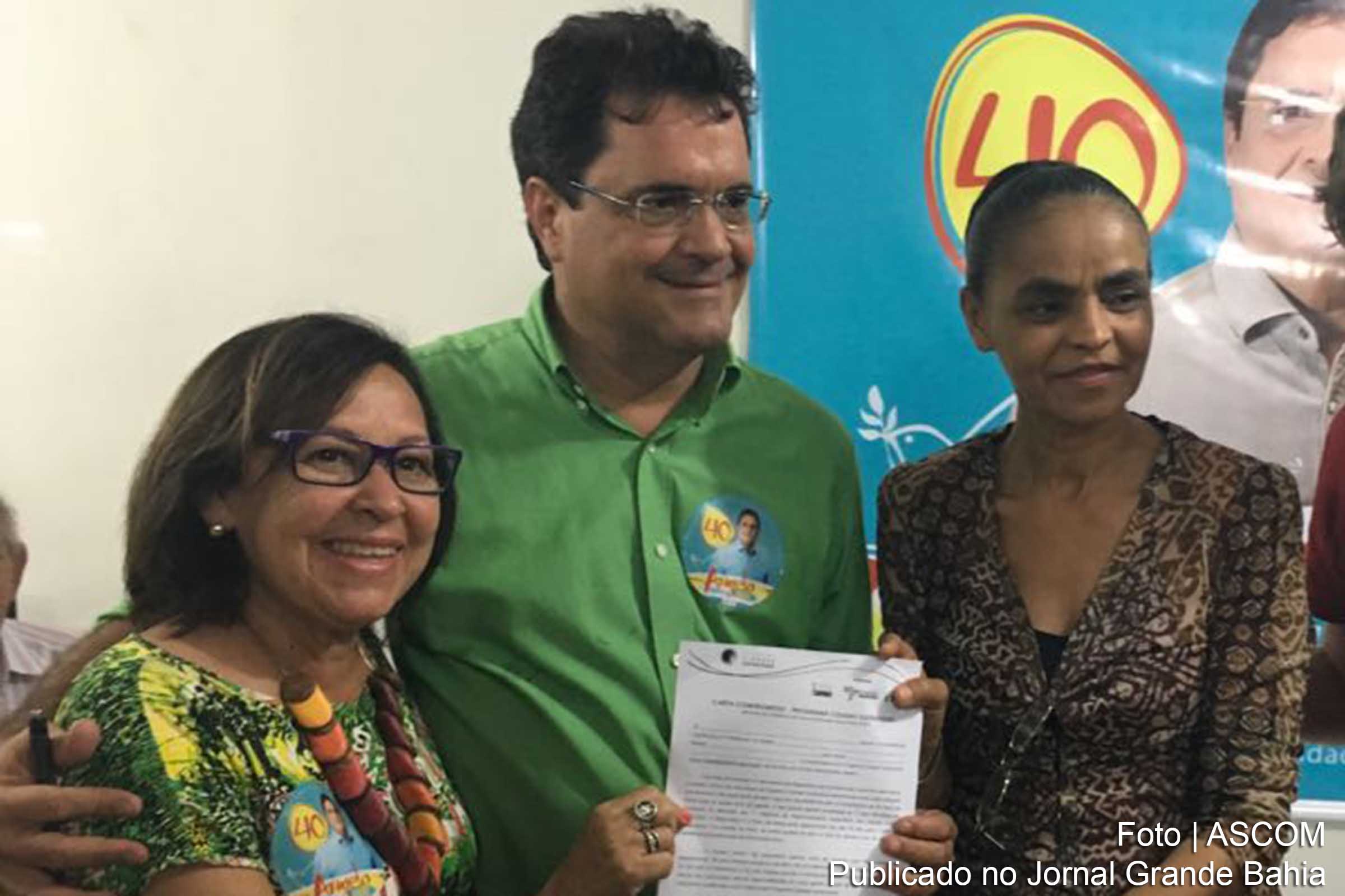 Lídice da Mata, Angelo Ameida e Marina Silva durante inauguração de comitê.