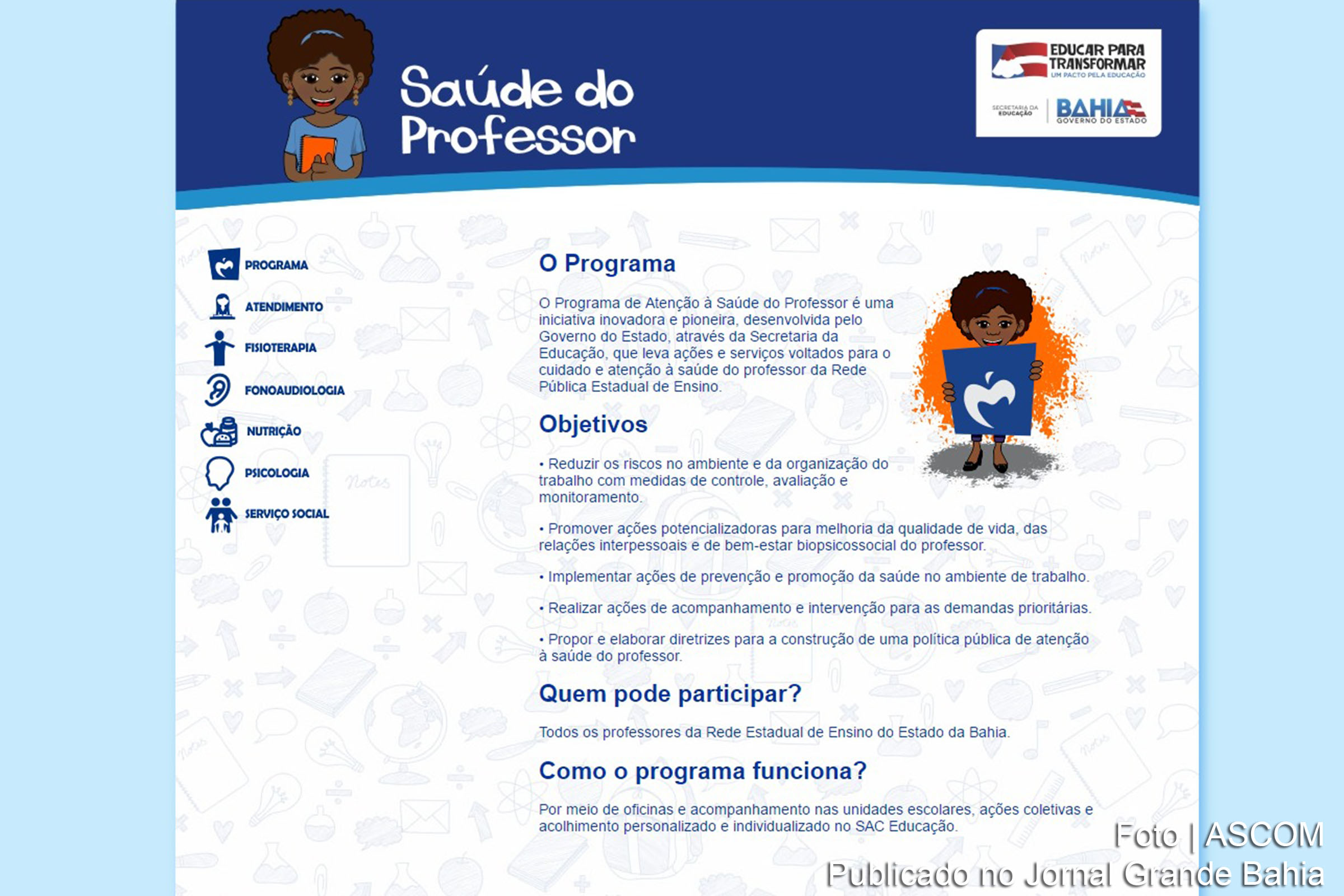 Programa Saúde do Professor é desenvolvido pelo Governo do Estado da Bahia.