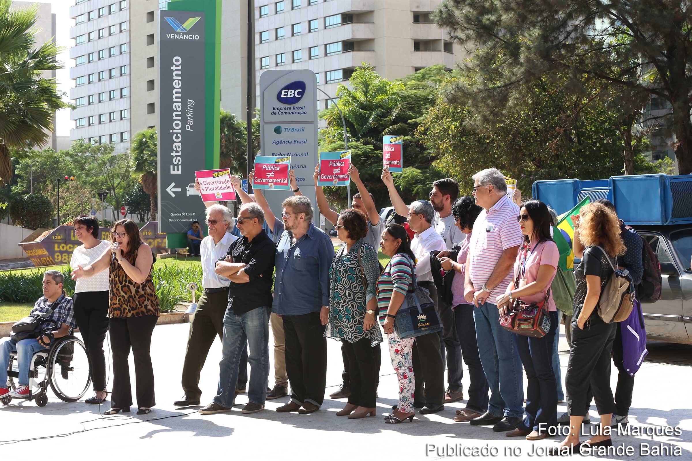 Protesto dos membros do Conselho Curador da EBC (Empresa Brasil de Comunicação) contra mudanças na empresa pública.