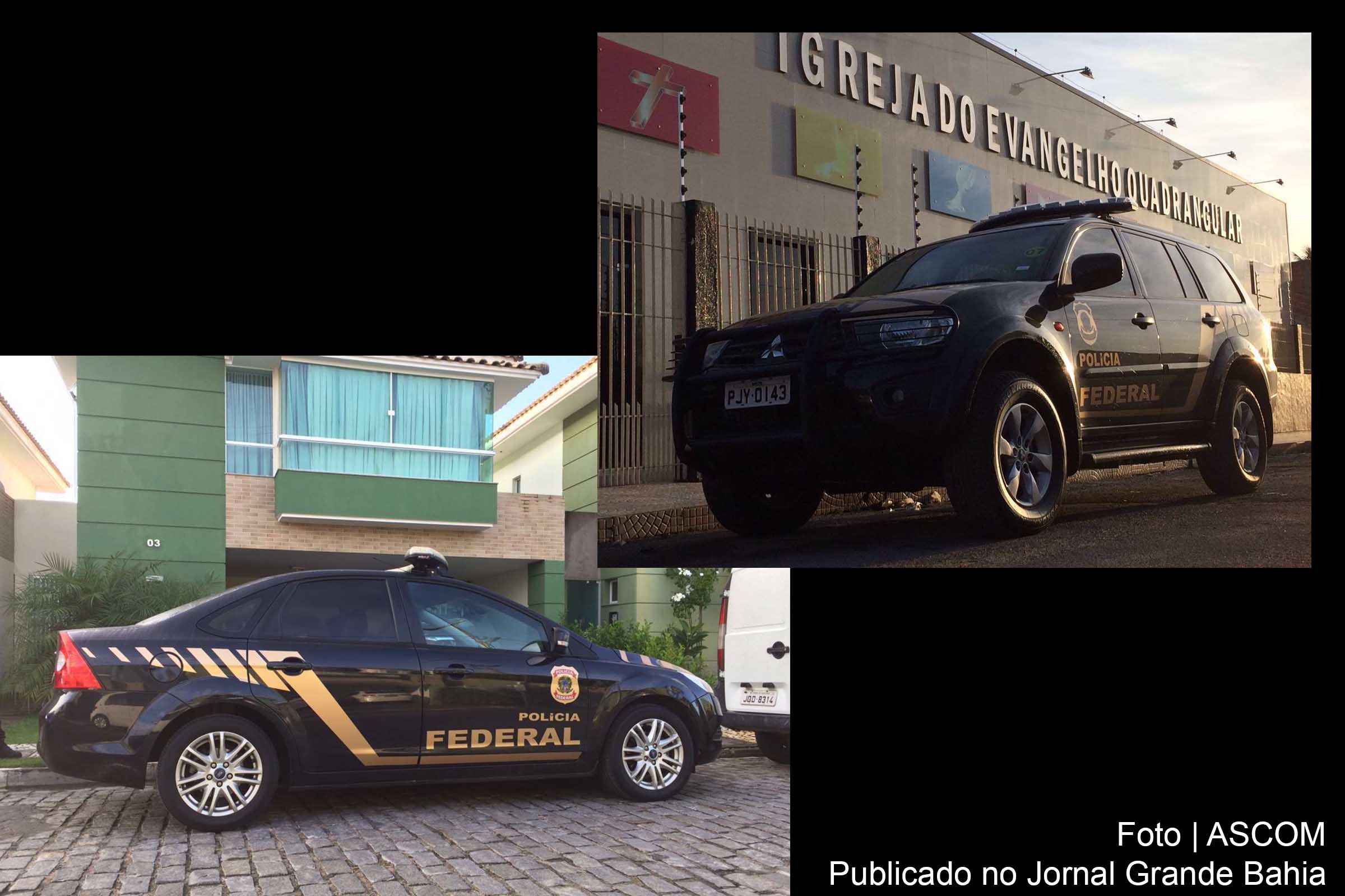 Veículos da Polícia Federal durante Operação Simão. Operação ocorre em Feira de Santana.